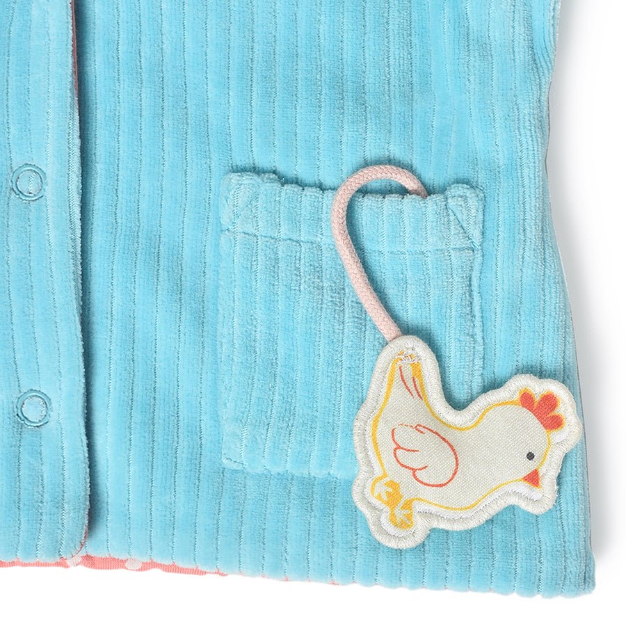 Farm Friends Quitter Reversible Jacket For Girls Winter With Hood Skyblue - Image 5