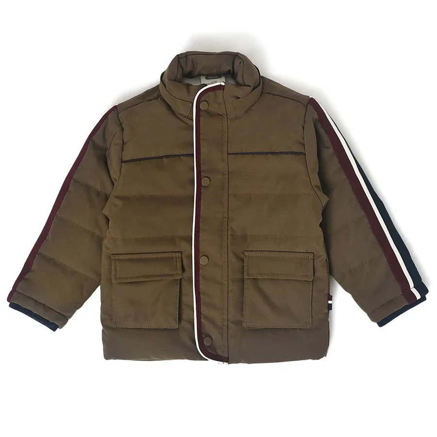 Farm Friends Solid Brown Jacket For Kids Boy With Hood - Image 2
