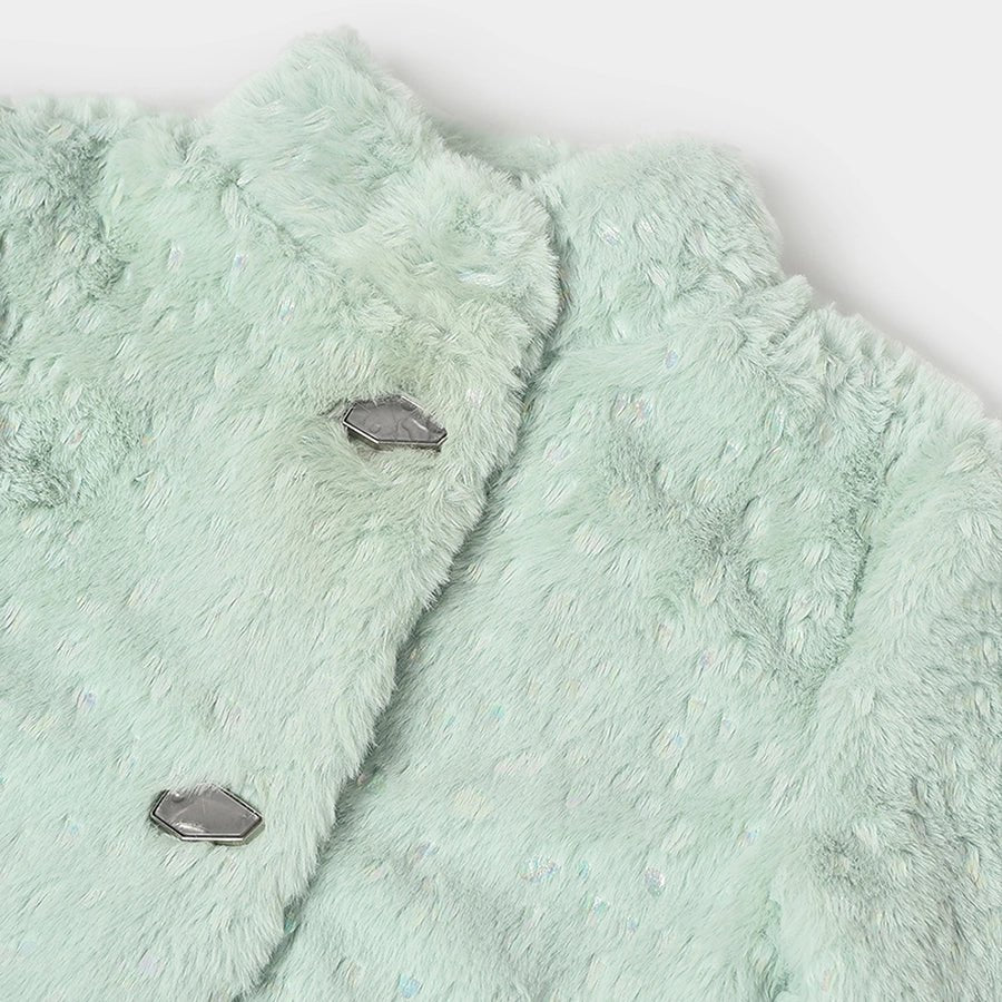 Farm Friends Texture Fur Winter Jacket For Baby Girl Green - Image 5