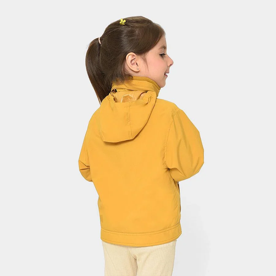 Farm Friends Woven Plain Mustard Baby Girl Jacket For Kids - Image 3