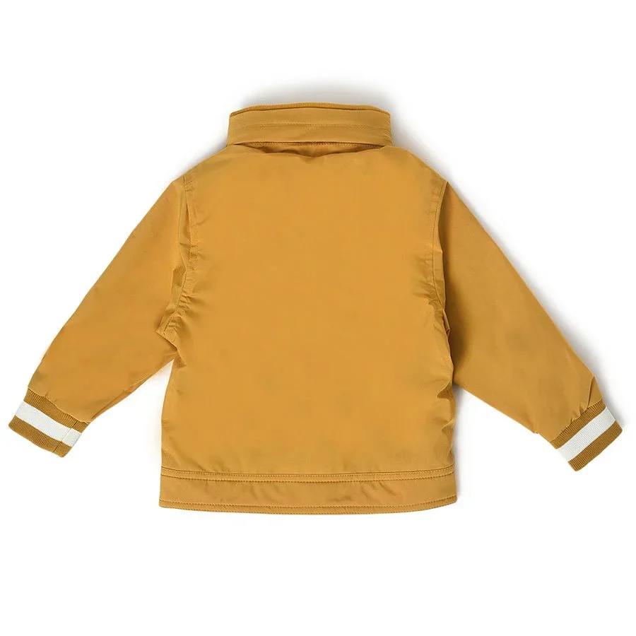 Farm Friends Woven Plain Mustard Baby Girl Jacket For Kids - Image 4