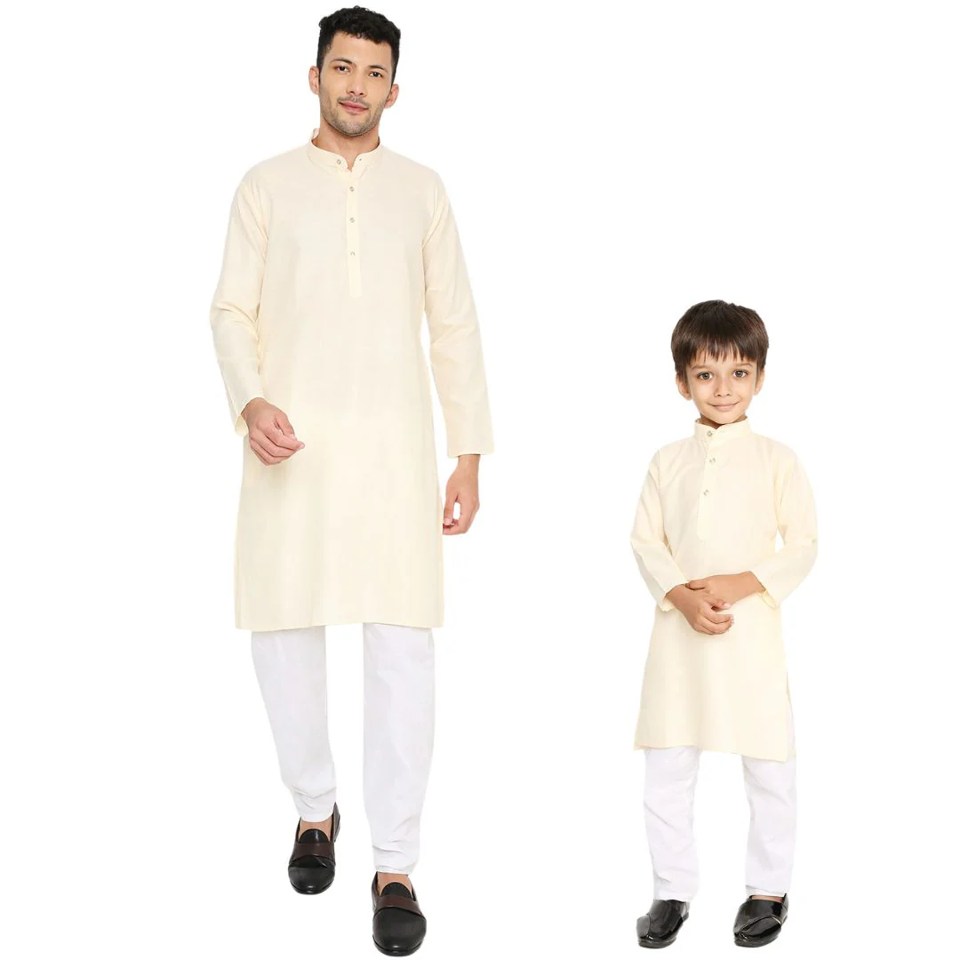Father & Son Magic Cotton Kurta in Off-White - Image 25