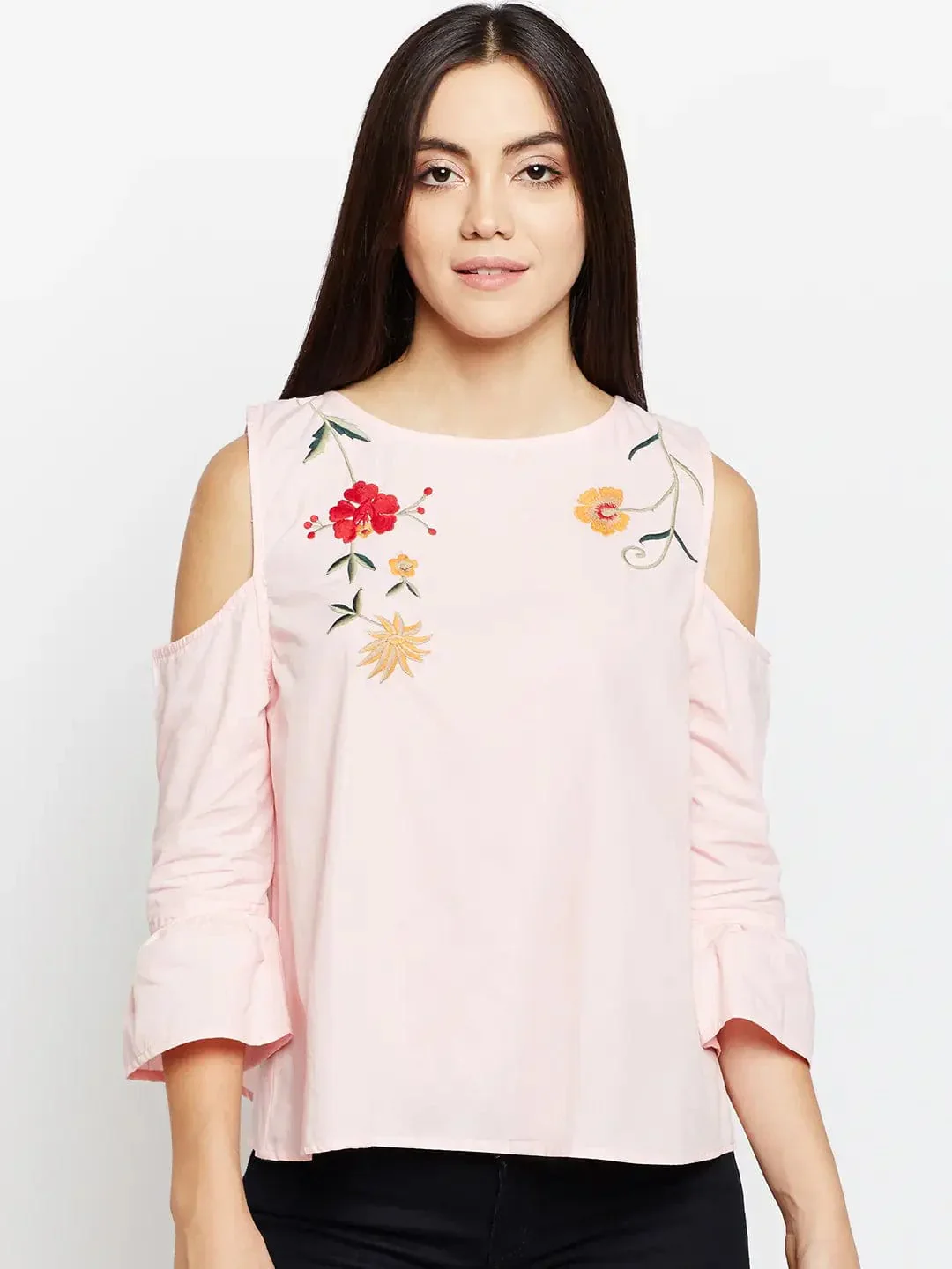 Feminine Pick Embroidered Top