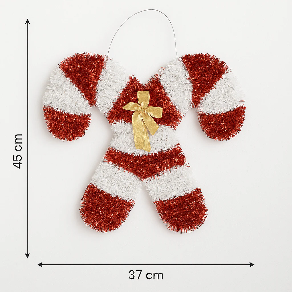 Festive Candy Cane Hanging Ornament – Red, White & Gold - Image 5