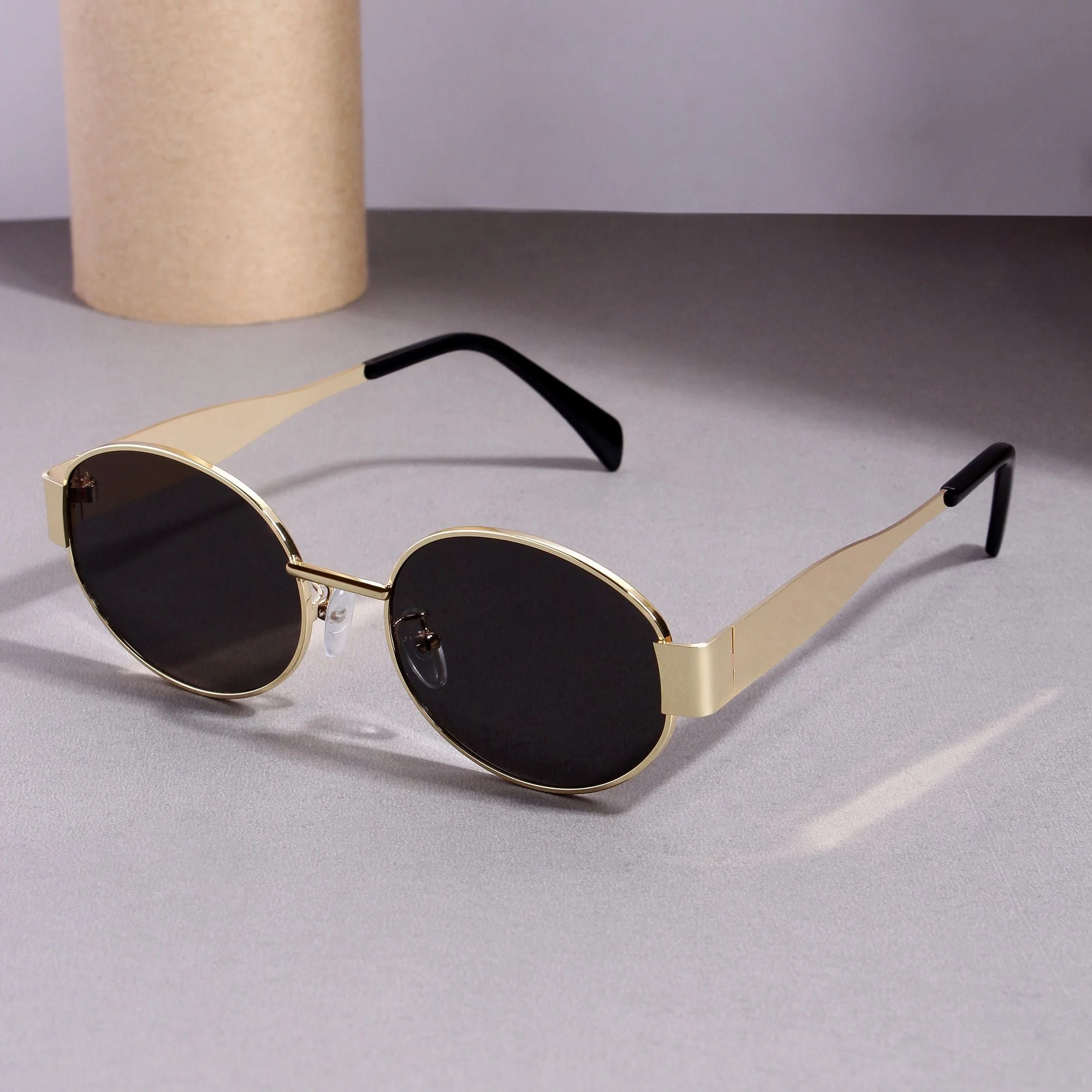FF2380 Gold Black Oval Sunglasses