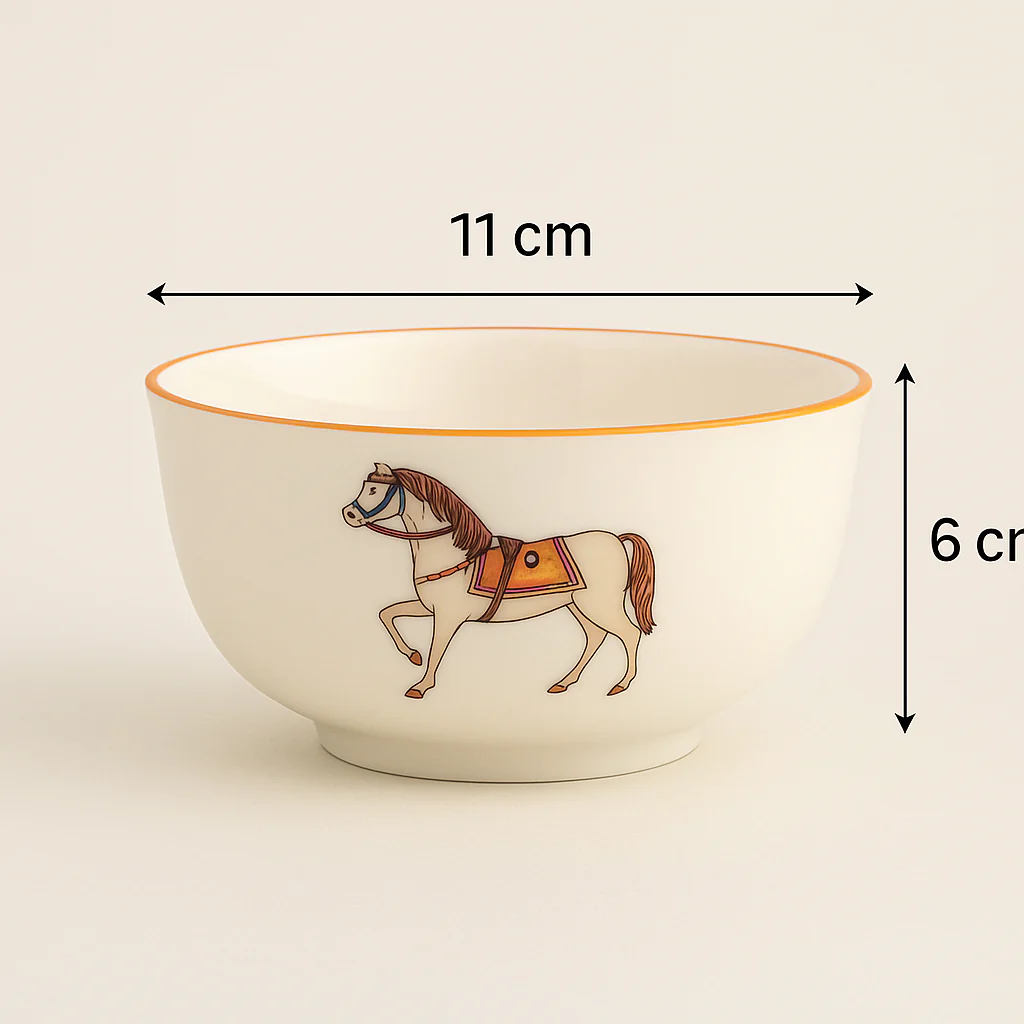 Fine Ceramics Bowl Set with Horse Design - Image 7