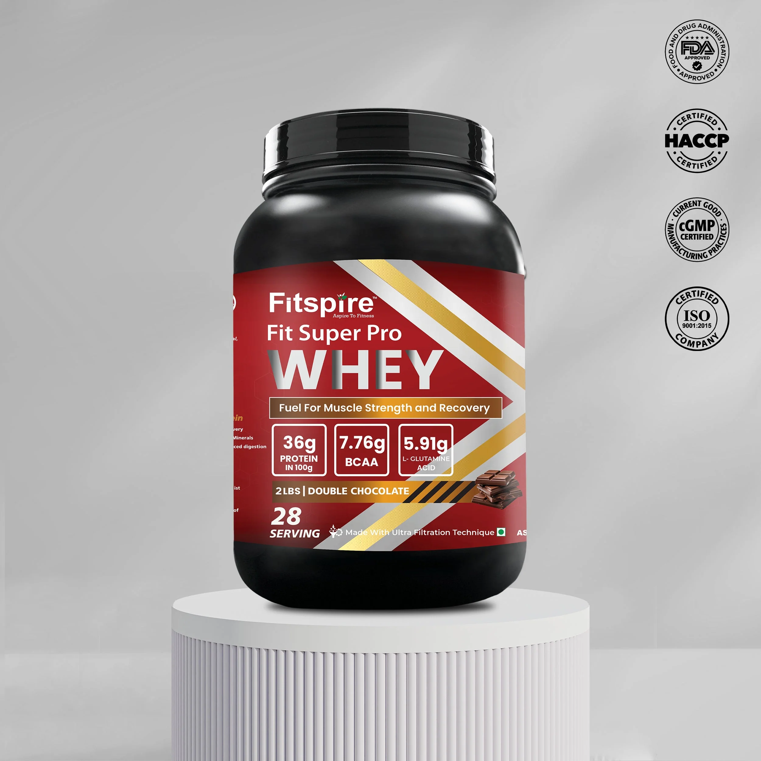 Fit Super Pro Whey Protein - Double Chocolate (2Lbs) + Creatine Monohydrate 100g (Lemon) + Shaker - Combo - Image 2