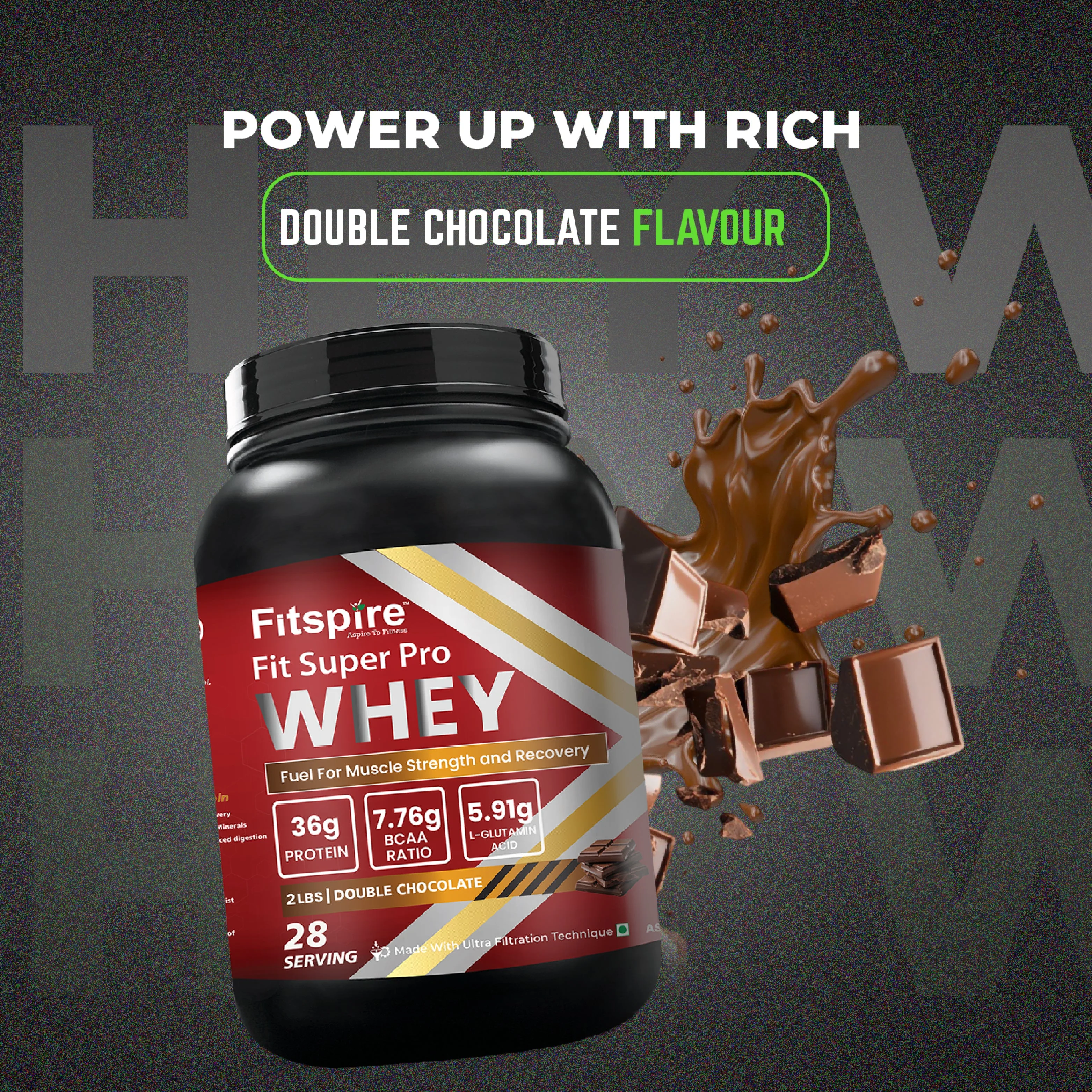 Fit Super Pro Whey Protein - Double Chocolate (2Lbs) With Shaker - Image 7