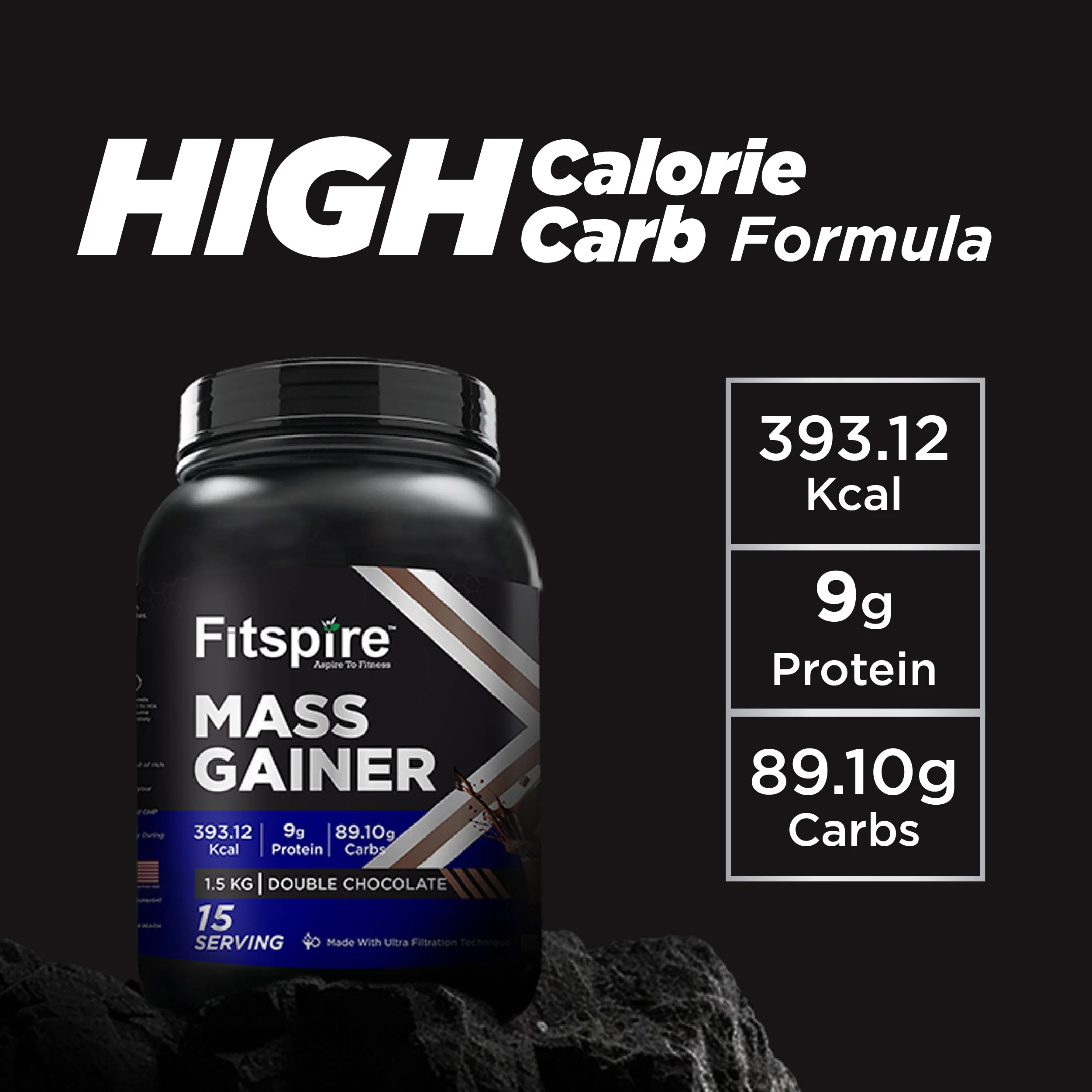 Fitspire Mass Gainer Double Chocolate (1.5 Kg) & Gym Bag - Image 5