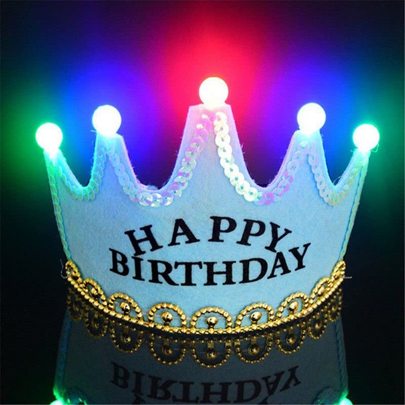 Flashing Happy Birthday Led Light Up Crown(Blue) (Pack of 1) - Image 3