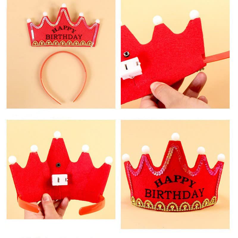 Flashing Happy Birthday Led Light Up Crown(Red)  (Pack of 1) - Image 3