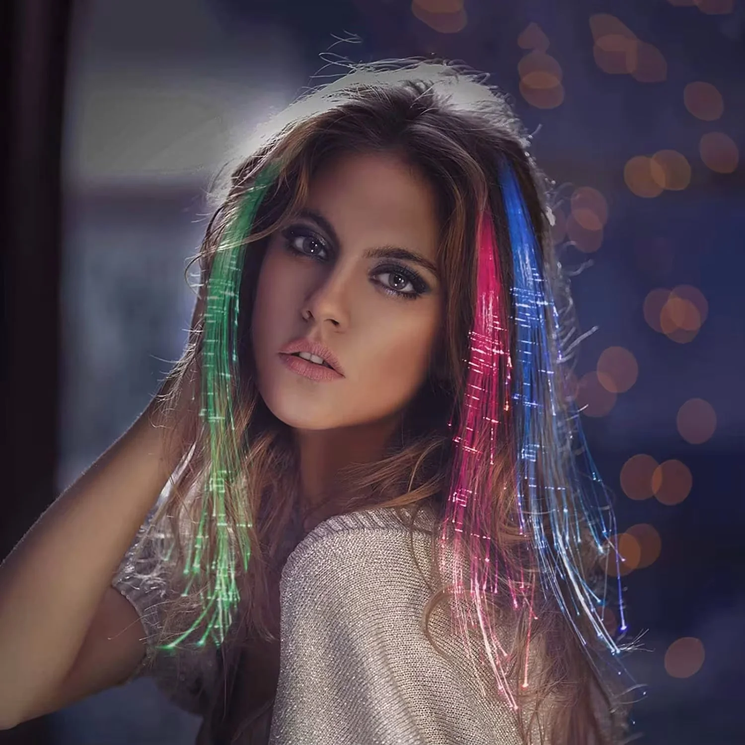 Flashing Led Hair Braids Party Light Up LED Fiber Optical Hair Extension Light Clip 5 pieces/set - Image 2
