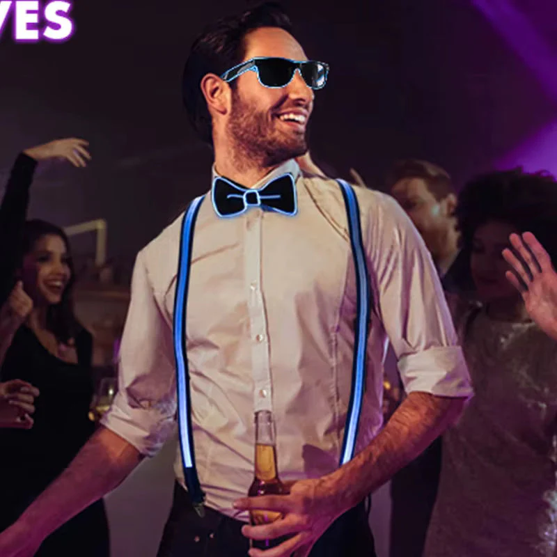 Flashing Led Party Suspenders Stripe Light Up LED Suspender 1pc. - Image 2