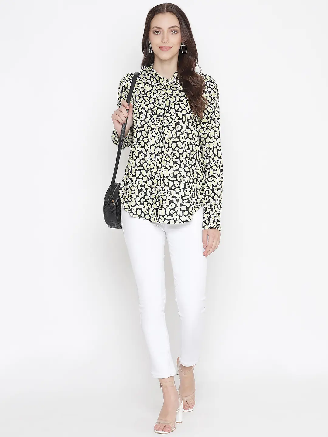 Flecked Floral Print Magical Tie- Knot Women Top - Image 7