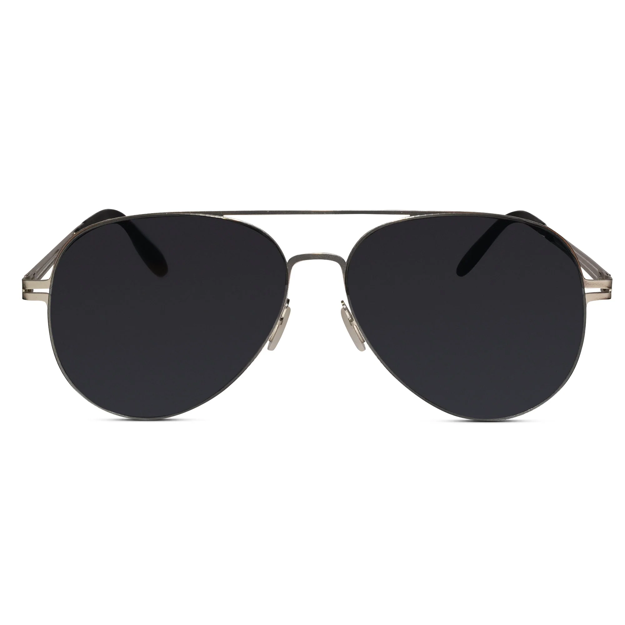 Flexible Polarized Matt Silver  Aviator Sunglasses - Image 2