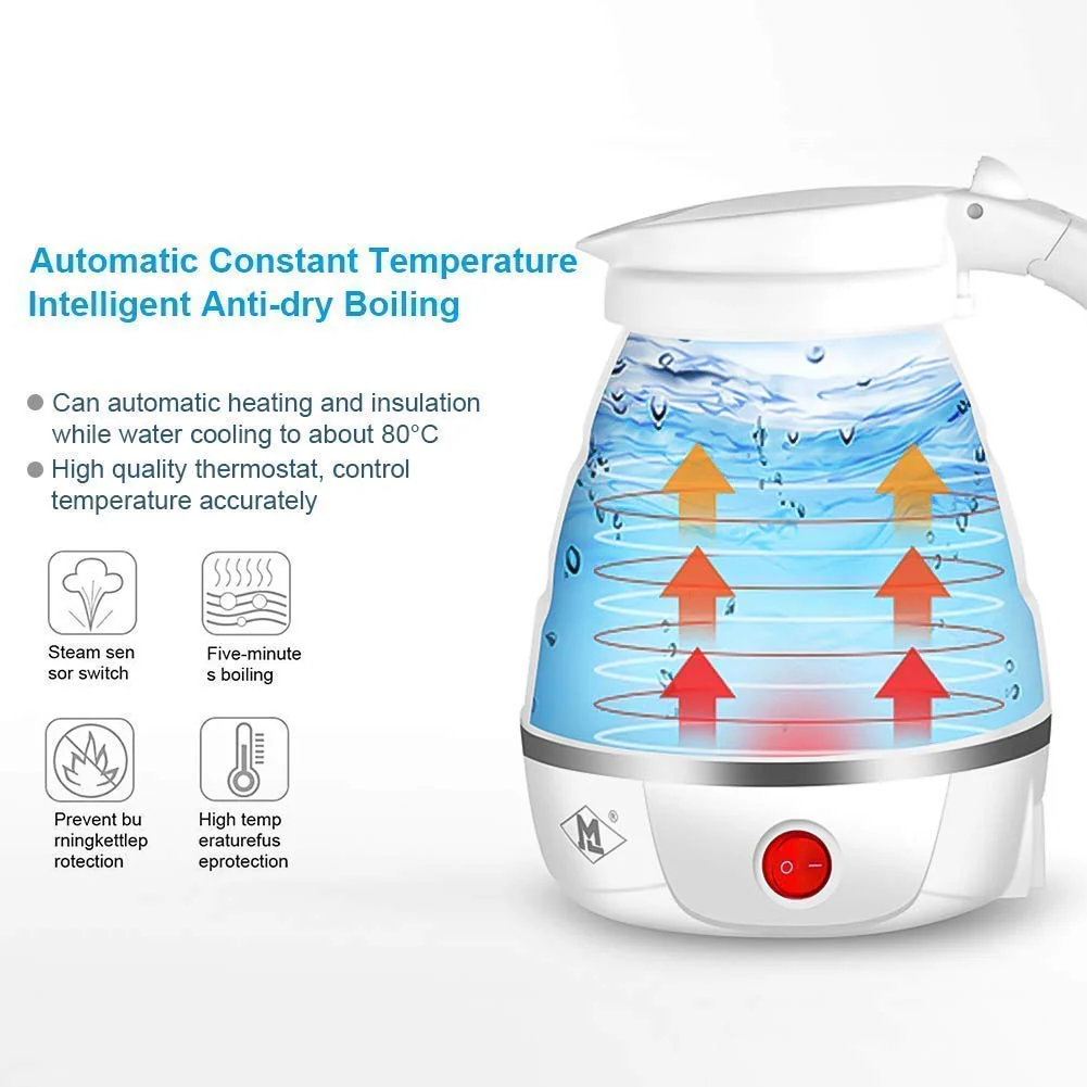 FlexiKettle: Foldable Electric Silicone Kettle with Fast Boiling, 600ml Capacity & Boil-Dry Protection for Travel & Home Use - Image 2