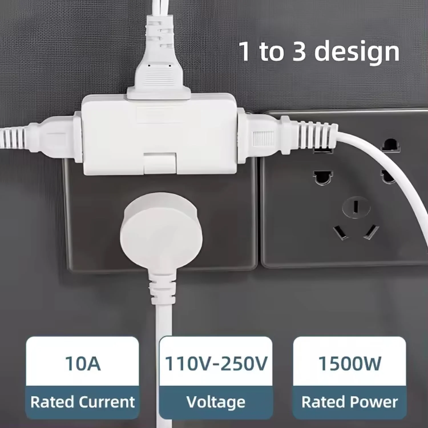 FlexiPlug: 2Pcs — 3-in-1 Foldable Multiplug Adapter with 180° Rotation & Slim Design for Cramped Spaces, Travel, Desk & Daily Use - Image 2