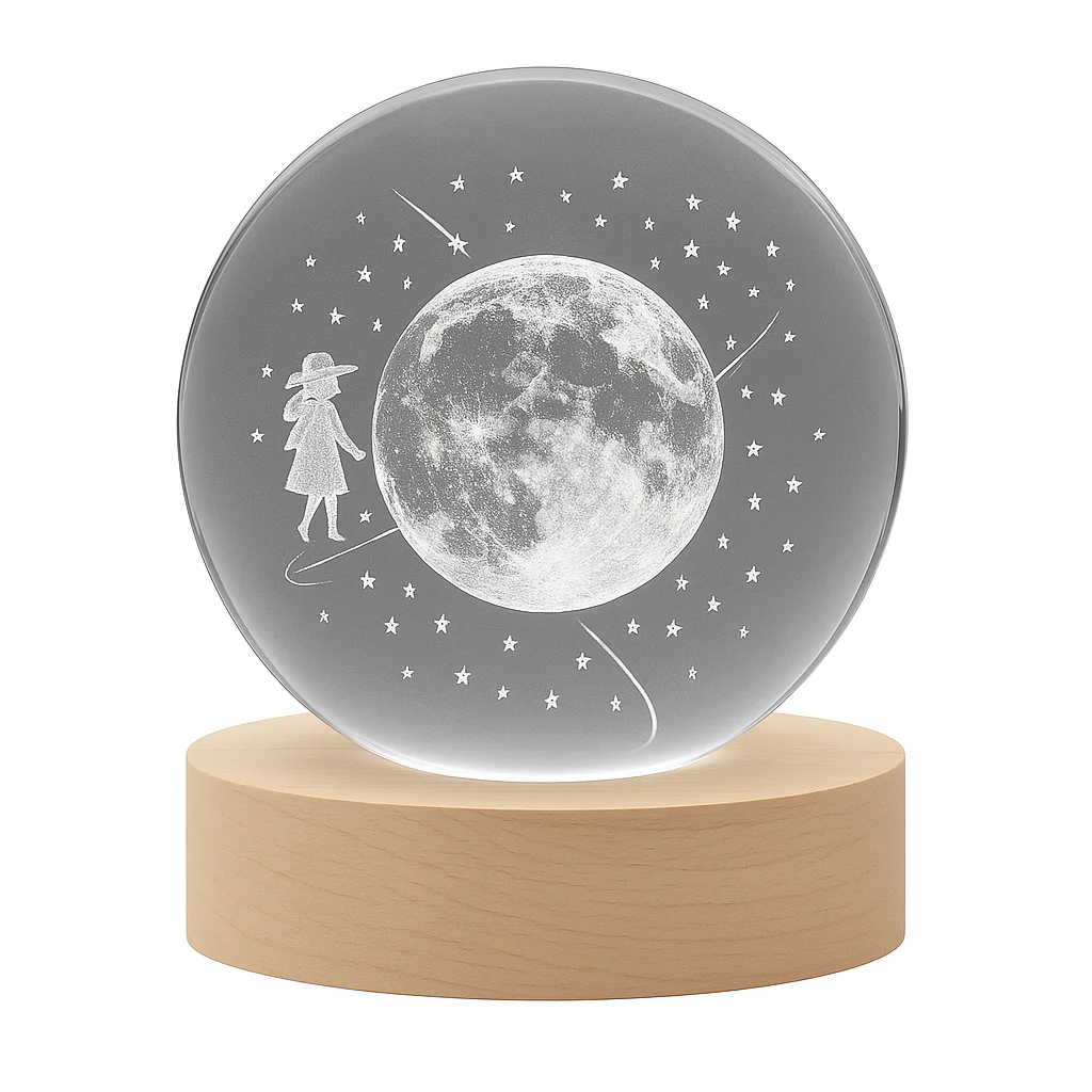 FLIXX 3D Crystal Ball Night Lamp | Warm LED Glow | USB Powered | Engraved K9 Crystal with Wooden Base | Romantic Gift for Bedroom, Home Décor, Anniversary & Gifting - Image 19