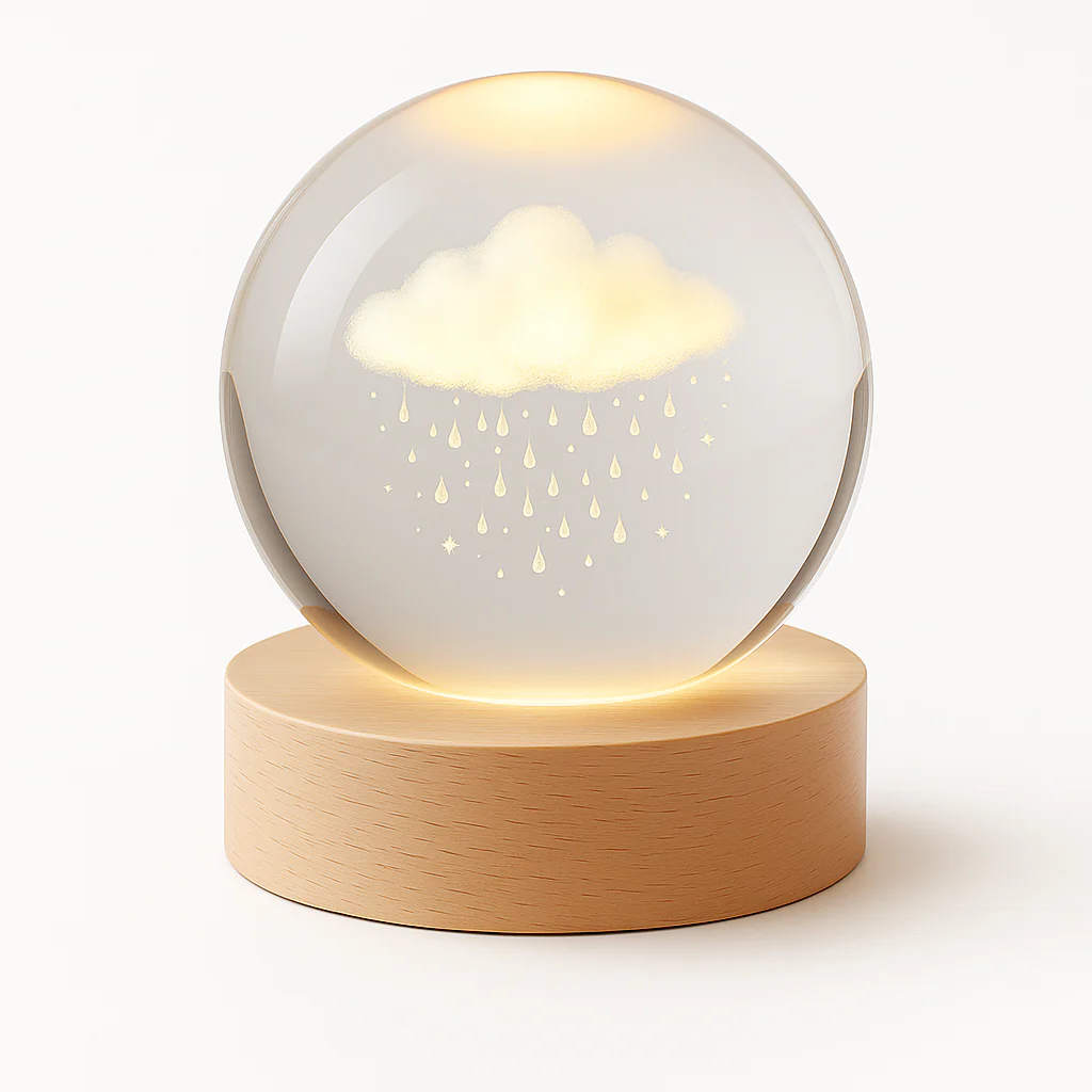 FLIXX 3D Crystal Ball Night Lamp | Warm LED Glow | USB Powered | Engraved K9 Crystal with Wooden Base | Romantic Gift for Bedroom, Home Décor, Anniversary & Gifting - Image 25