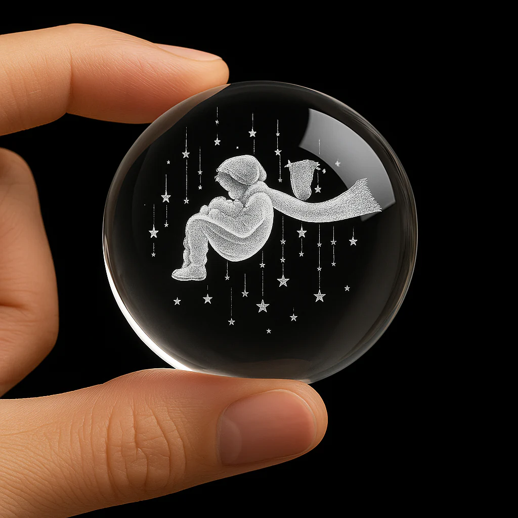 FLIXX 3D Crystal Ball Night Lamp | Warm LED Glow | USB Powered | Engraved K9 Crystal with Wooden Base | Romantic Gift for Bedroom, Home Décor, Anniversary & Gifting - Image 46