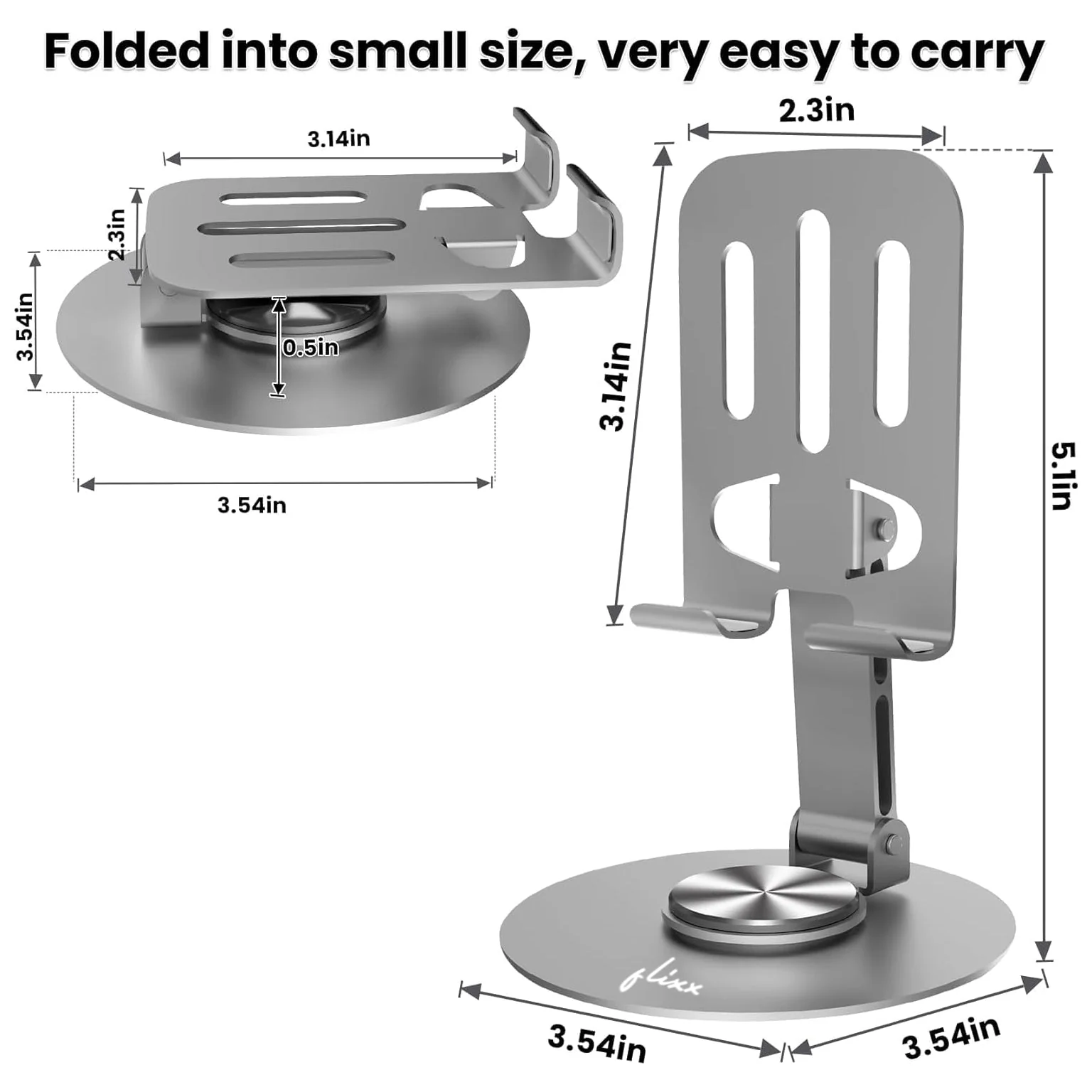 Flixx Foldable Metal Mobile & Tablet Stand | Adjustable Viewing Angle | Anti-Slip Base - Image 3