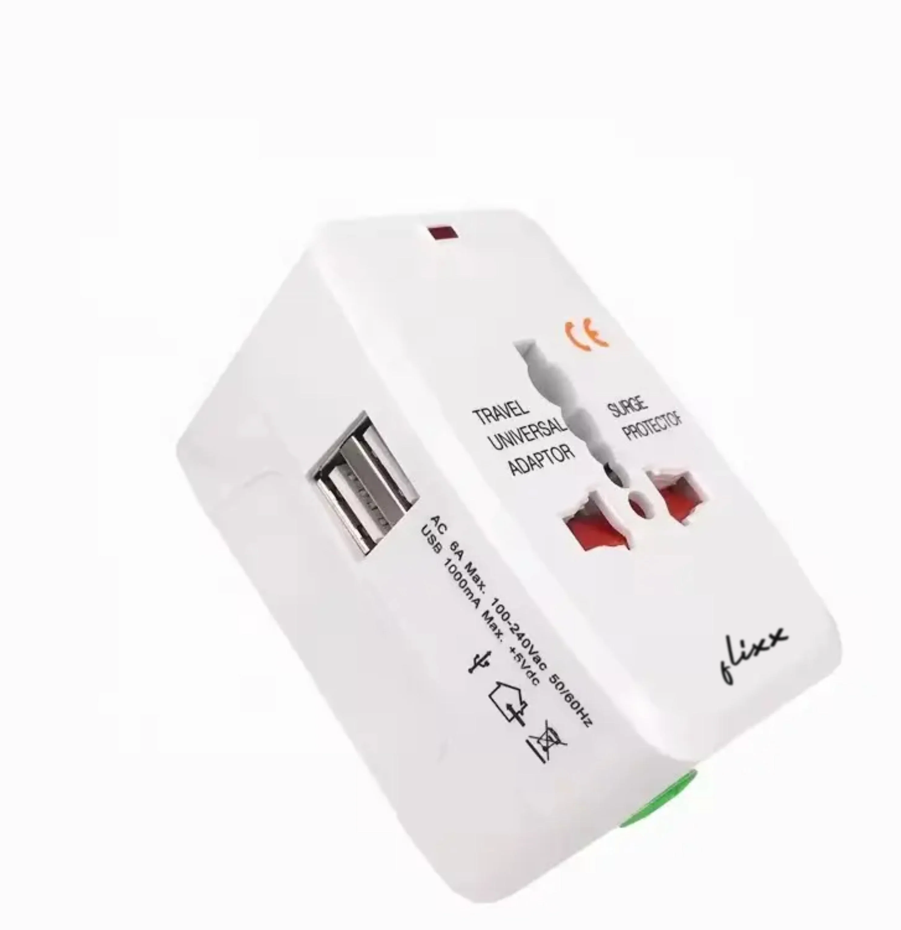 Flixx Universal Travel Adapter with Dual USB Ports | Worldwide Compatibility & Surge Protection - Image 3