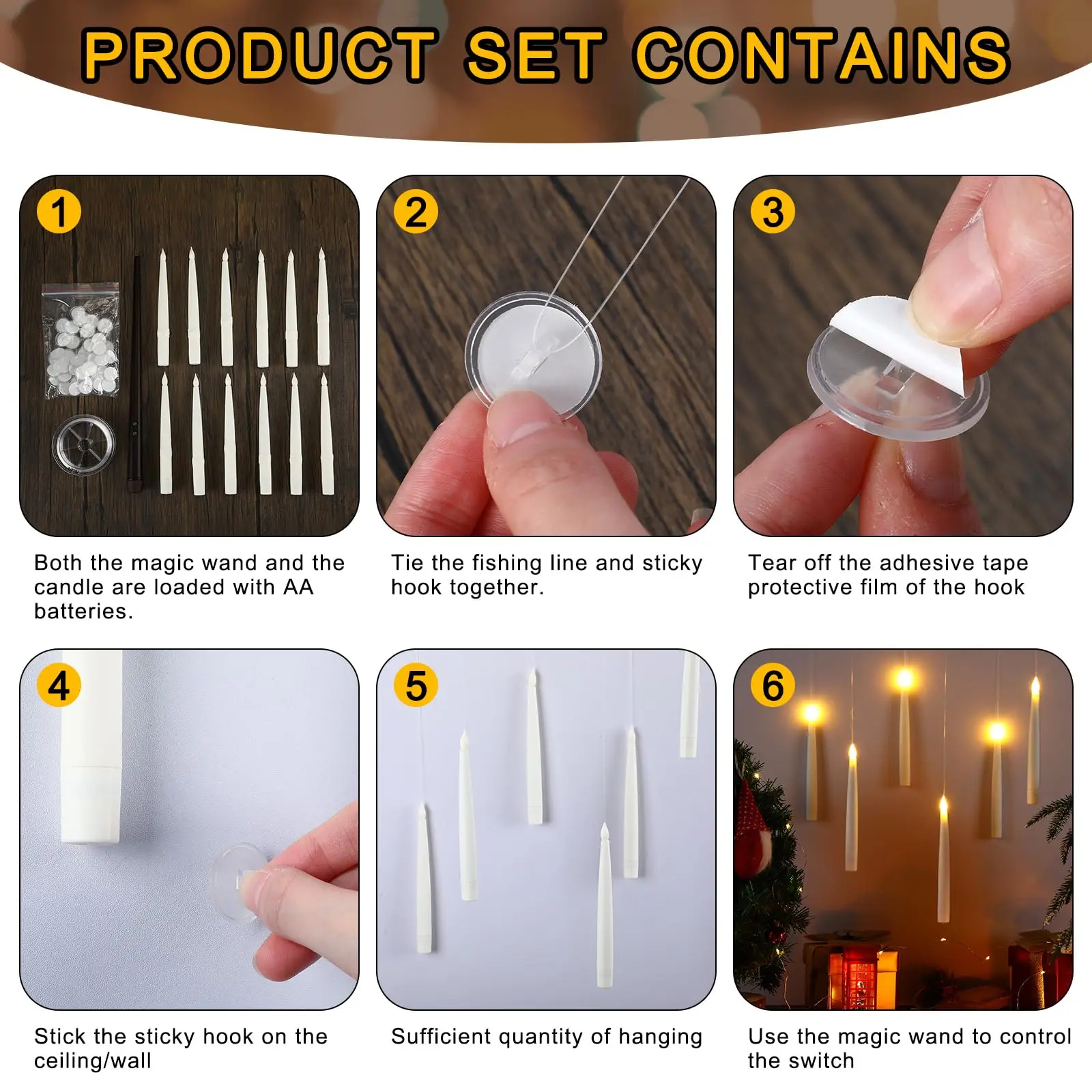 Floating Led Candles Flameless Decorative Hanging Led Candles 12 pcs/set with remote - Image 5