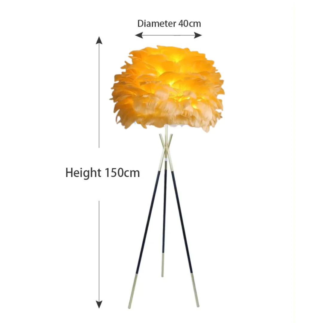 Floor Lamp Metal with Shelves Tripod with Suspended Feather Lamp shade - Image 3