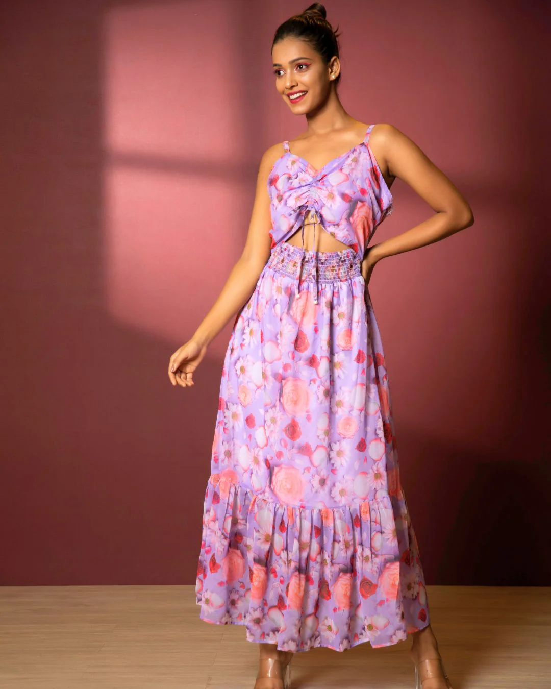 Floral A-Line Cut-out Maxi Dress - Image 5