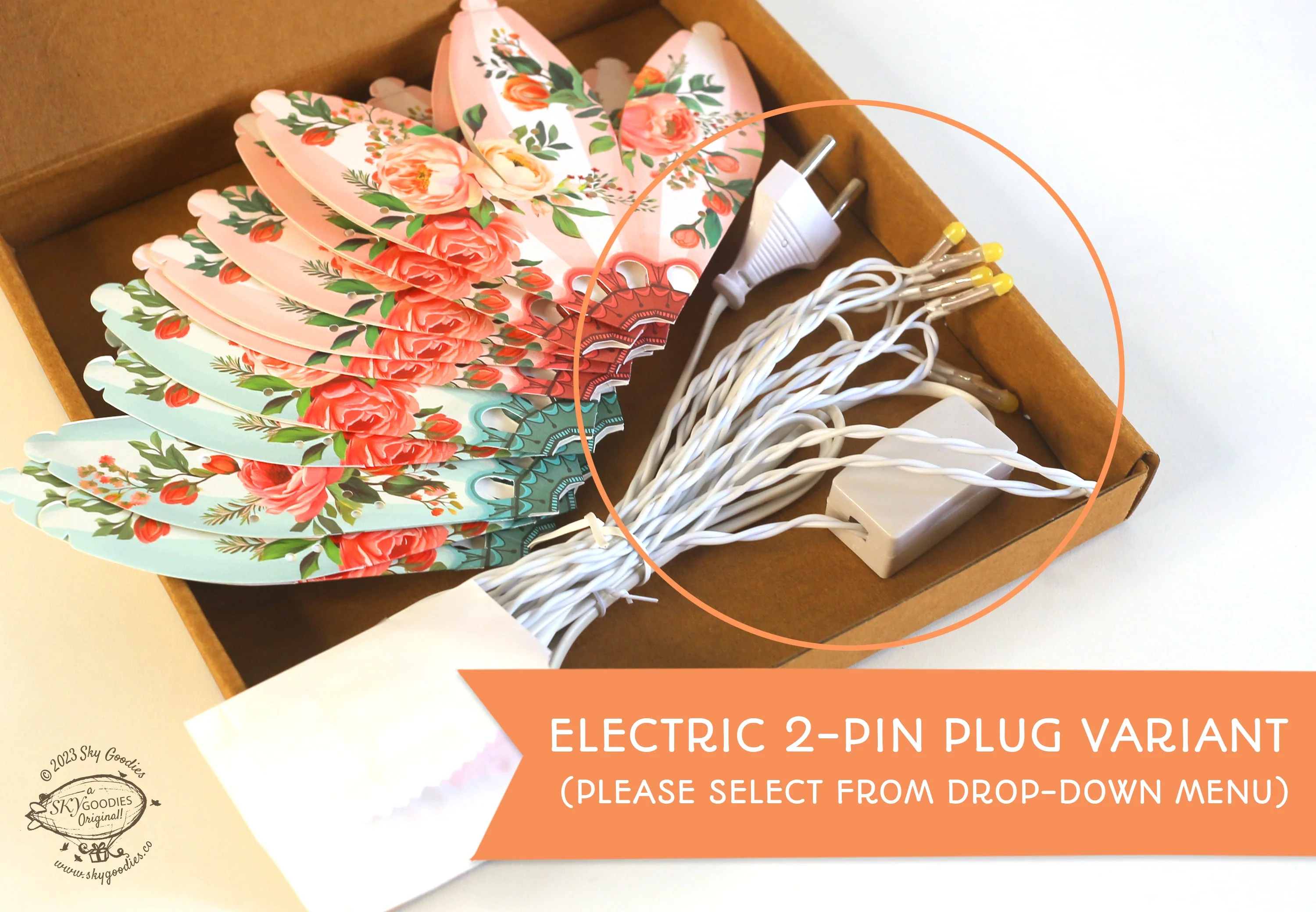 Floral Paper Mini Hot Air Balloon Fairy Lights - Image 5