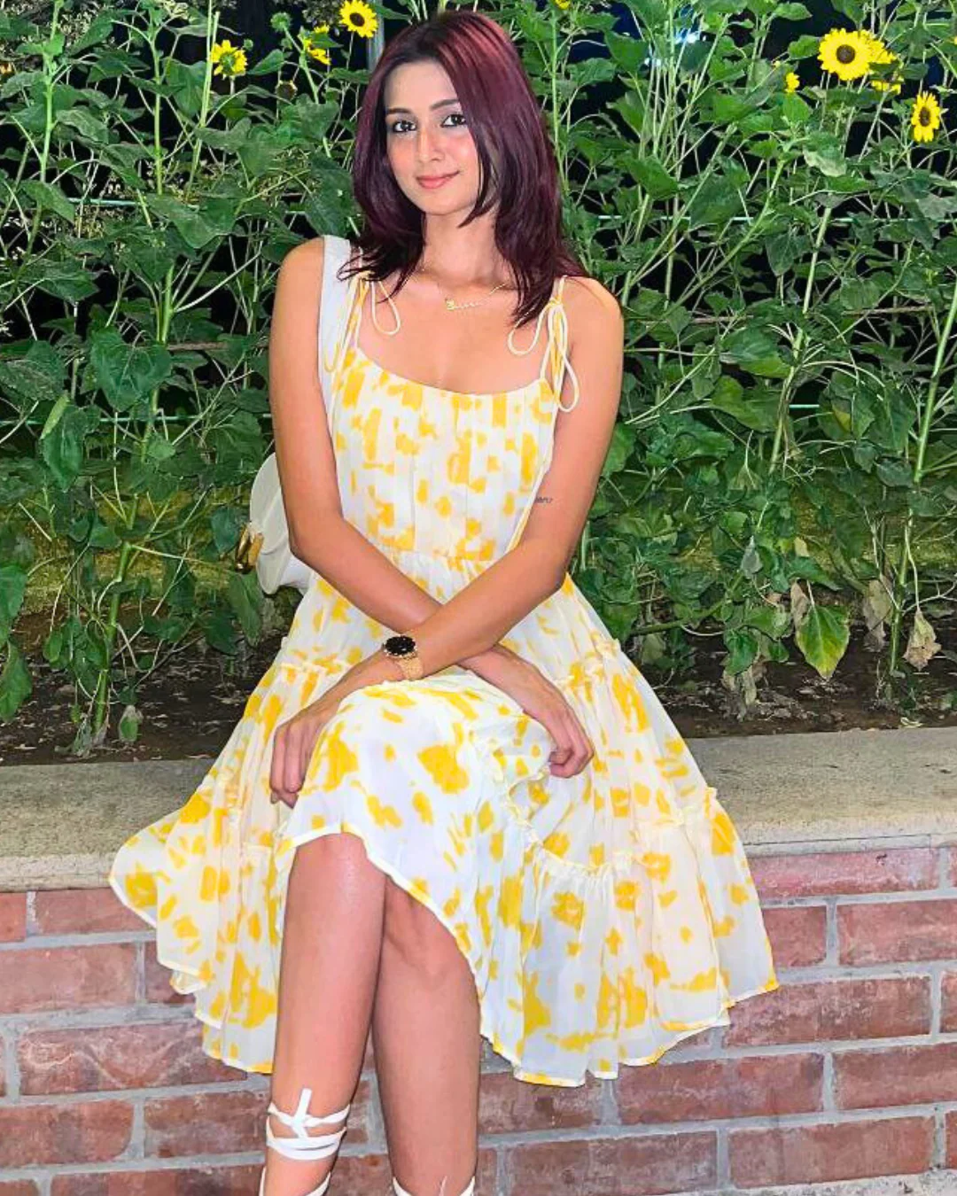 Floral Printed Tie-Strap Georgette Midi Dress - Image 6