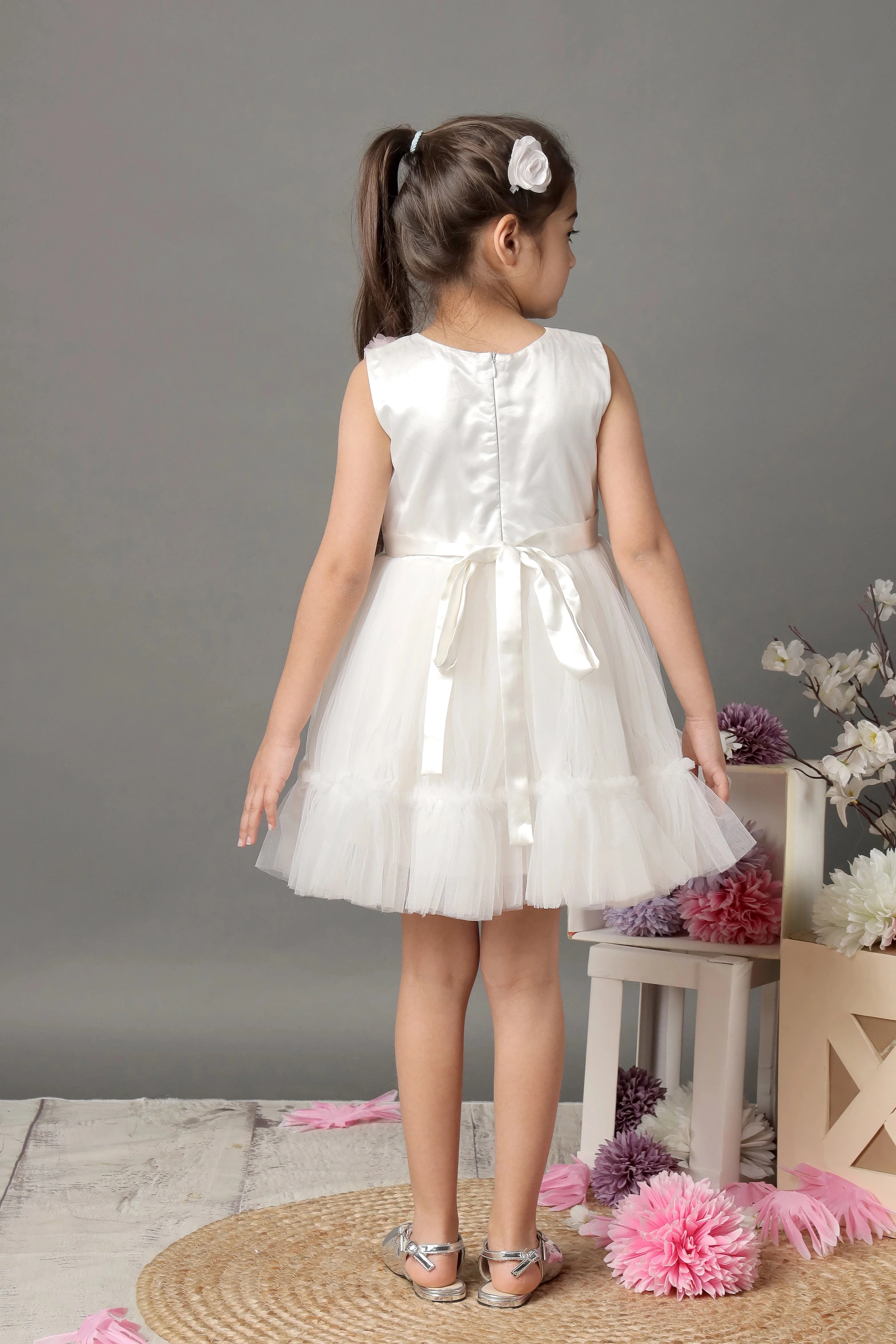 Floral White Delight Dress - Image 3