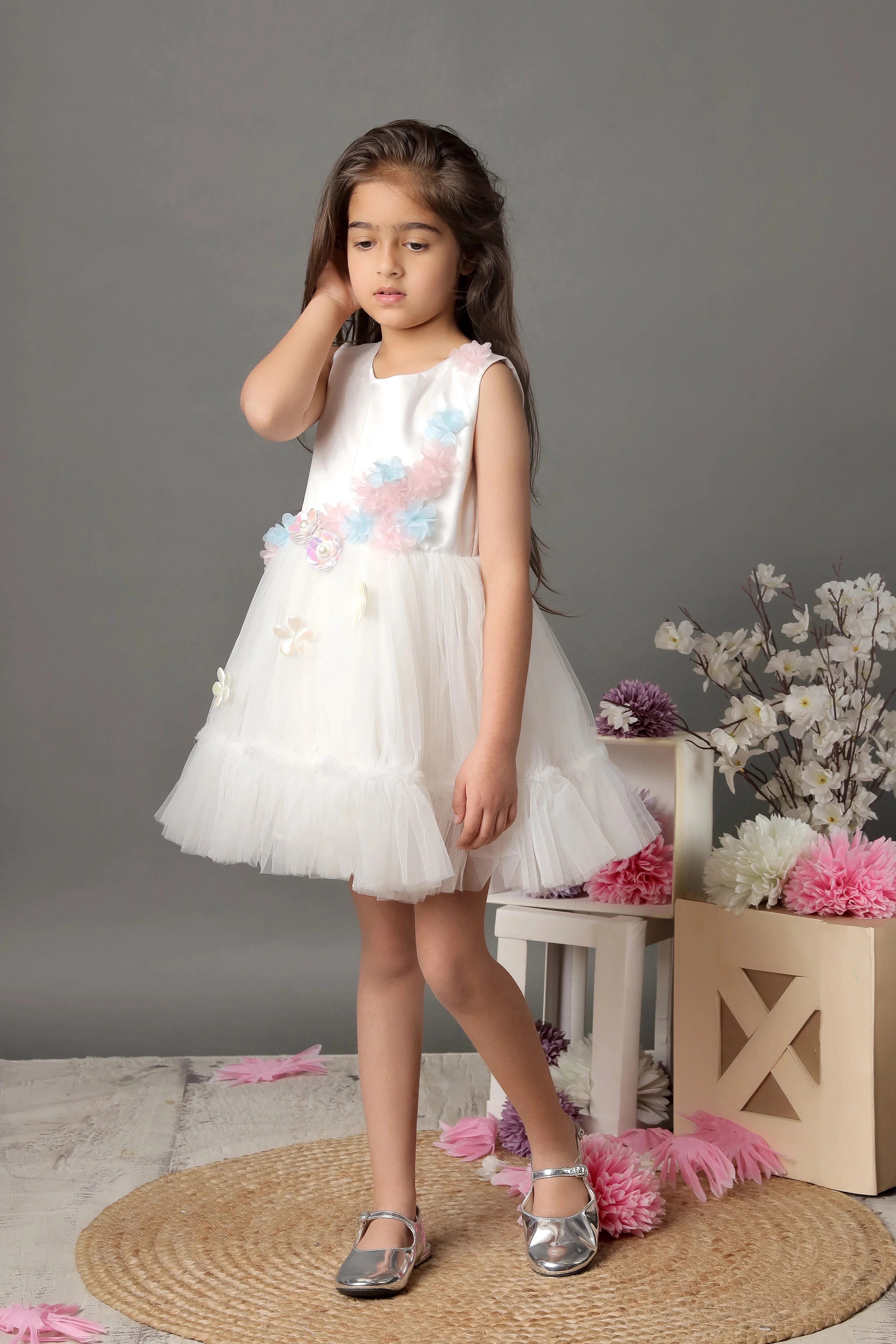 Floral White Delight Dress - Image 4