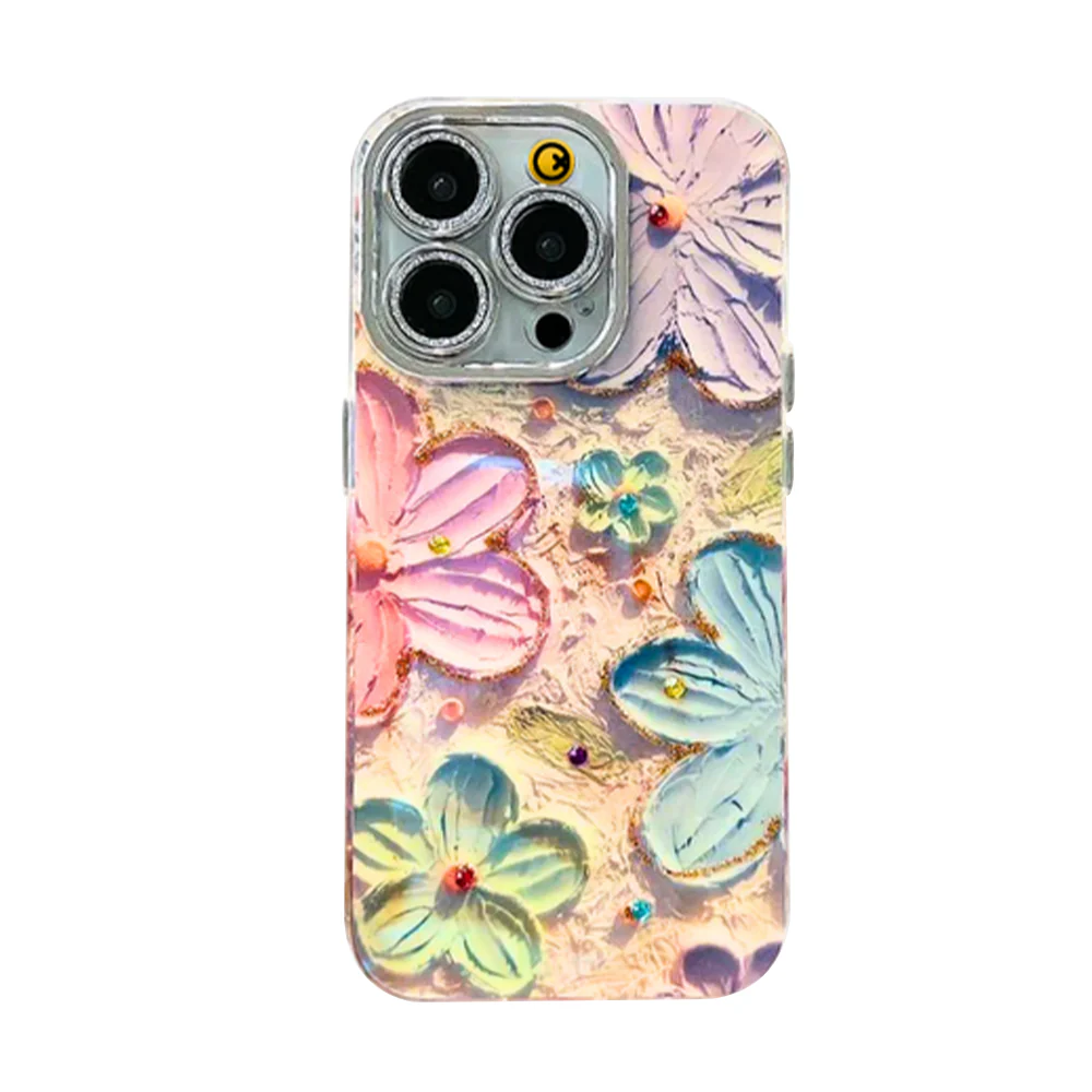 Flower Design iPhone Case With Stones - Alice