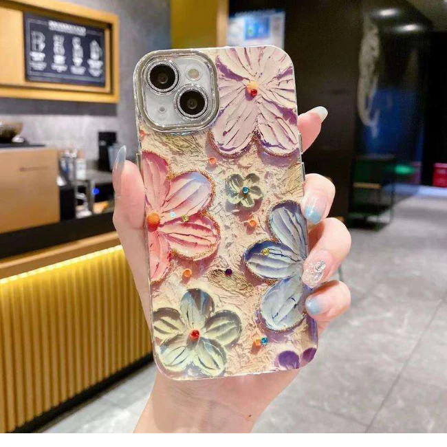 Flower Design iPhone Case With Stones - Alice - Image 3
