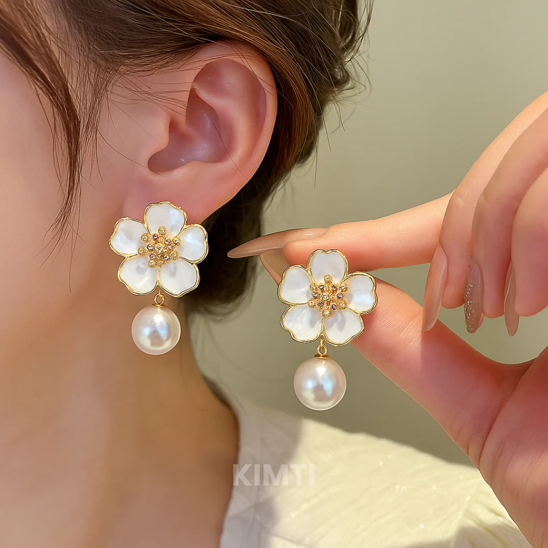 Flower pearls. Earrings - Image 2