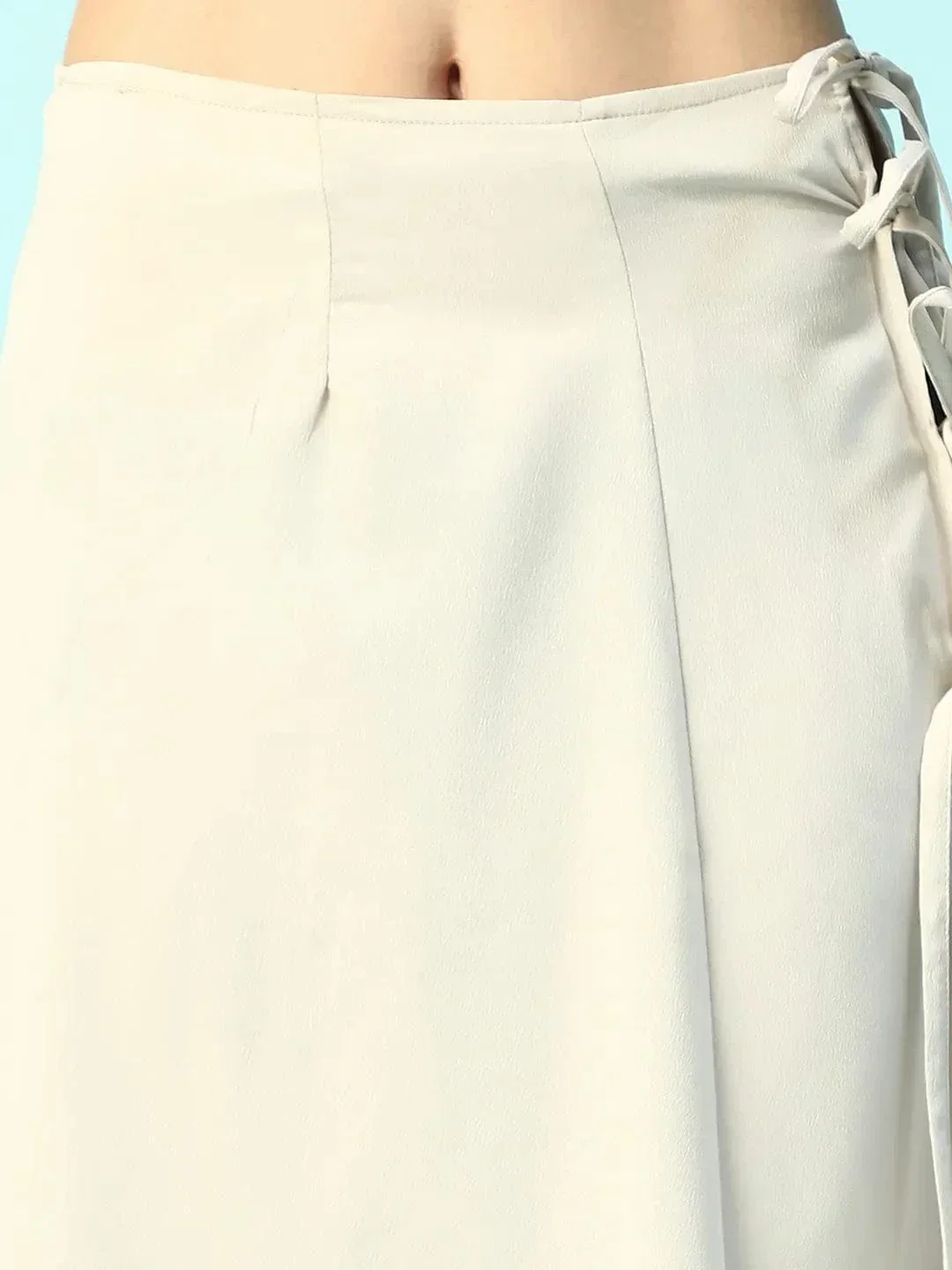 Fluid Beige Elasticated With Tie-Up String Detail Women Beachwear Skirt - Image 6