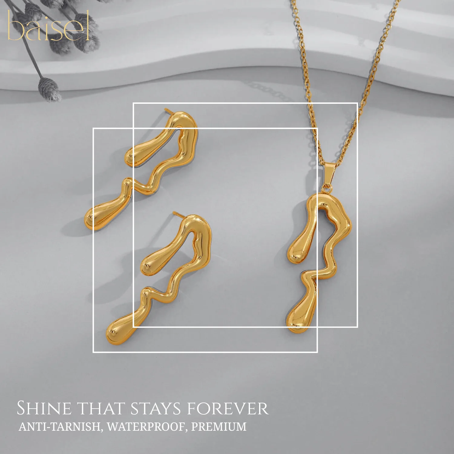Fluid Line Necklace & Earring Set - Image 3