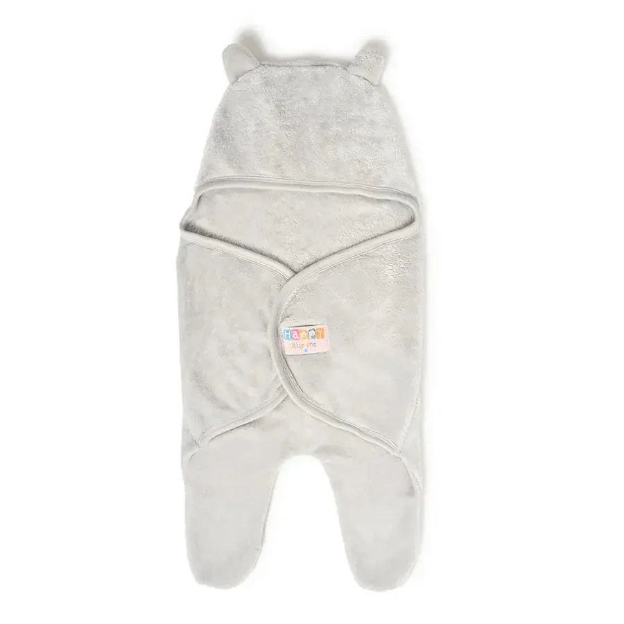 Flurry Knitted Baby Hooded Wrap Blanket - Grey