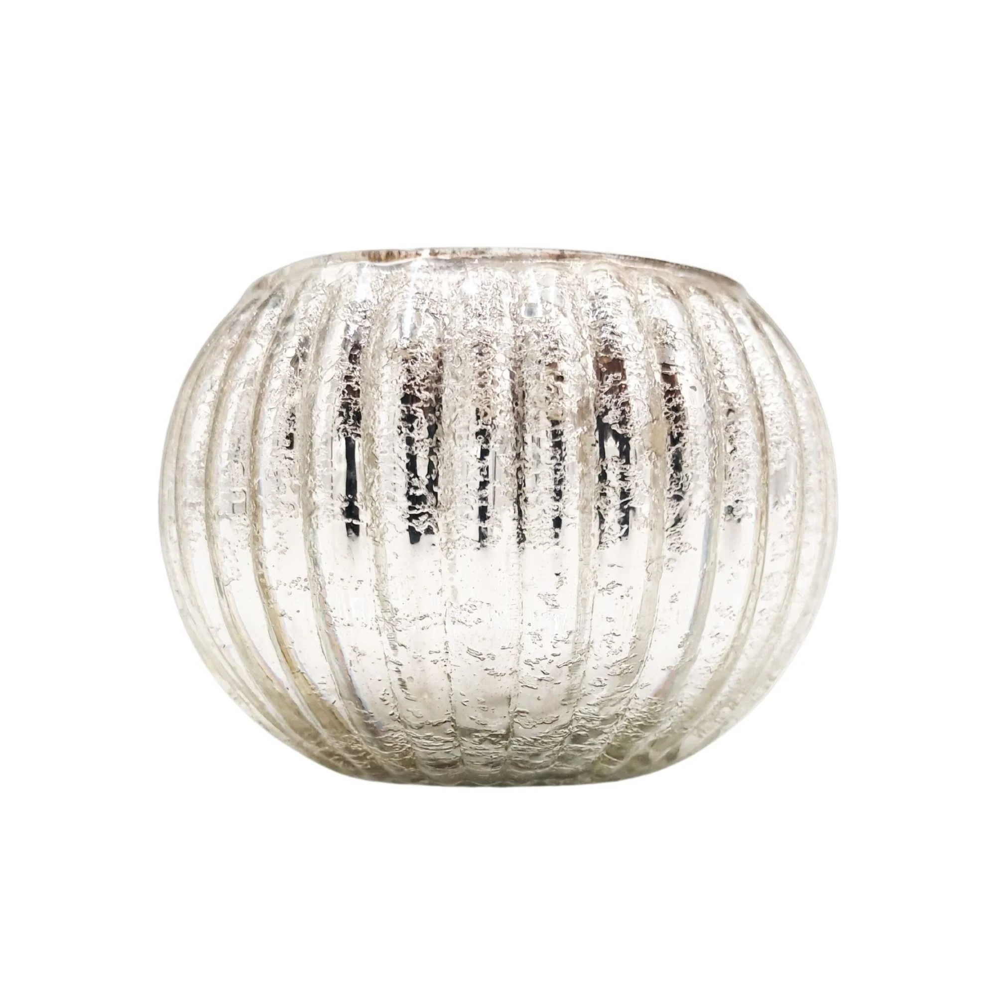Fluted Glass Tealight Holder With Metallic Finish - Image 4