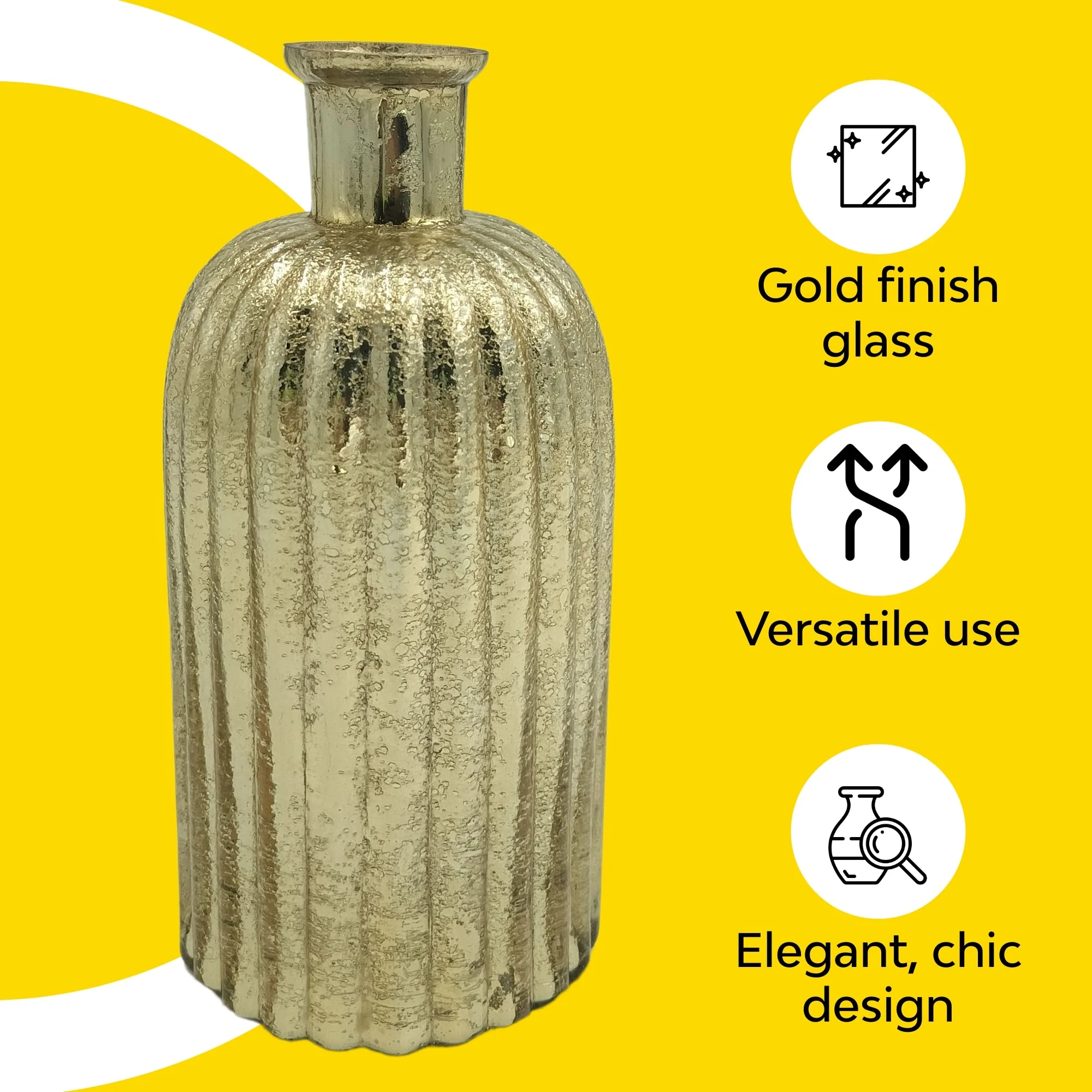 Fluted Glass Vase With Metallic Finish - Image 16