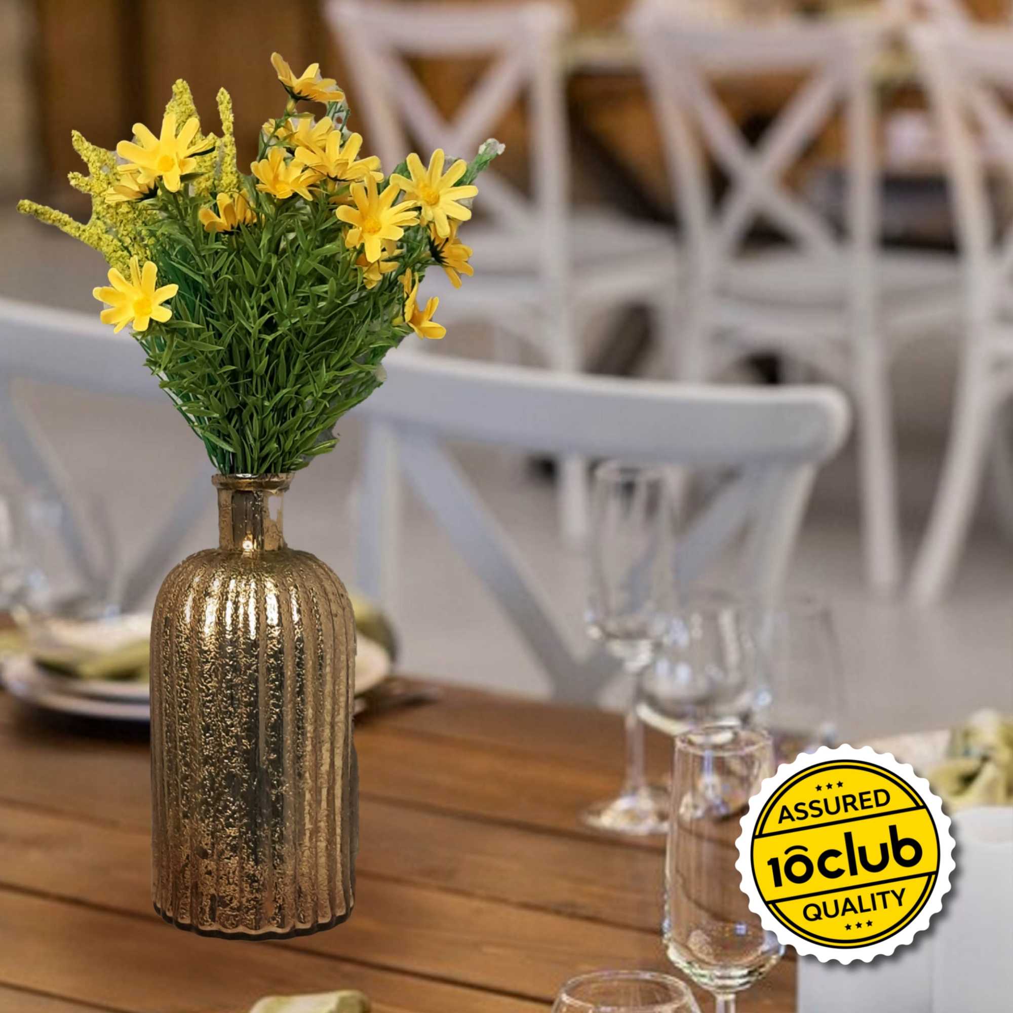 Fluted Glass Vase With Metallic Finish - Image 18