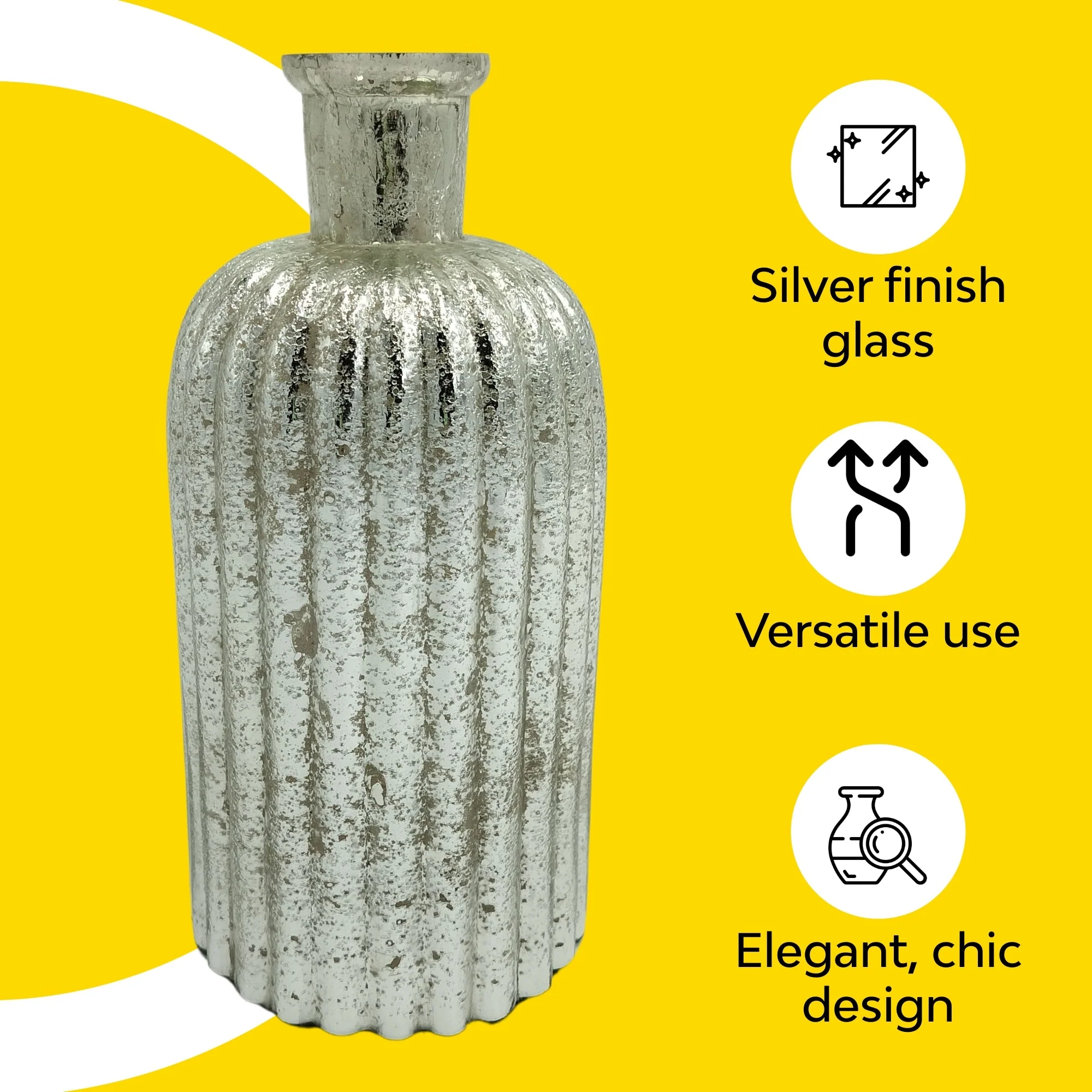Fluted Glass Vase With Metallic Finish - Image 7