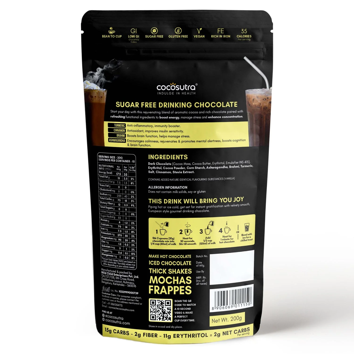 FOCUS & RELAX Sugar Free Drinking Chocolate Mix - Image 3