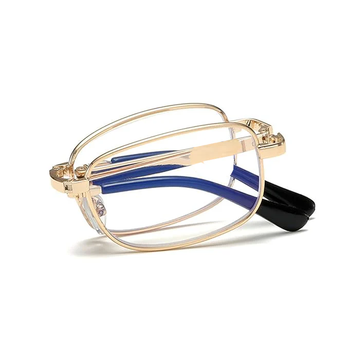 Foldable Golden Full Rim Reading Glasses For Men & Women - Image 2
