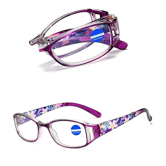 Foldable Purple Full Rim Reading Glasses For Women - Image 4