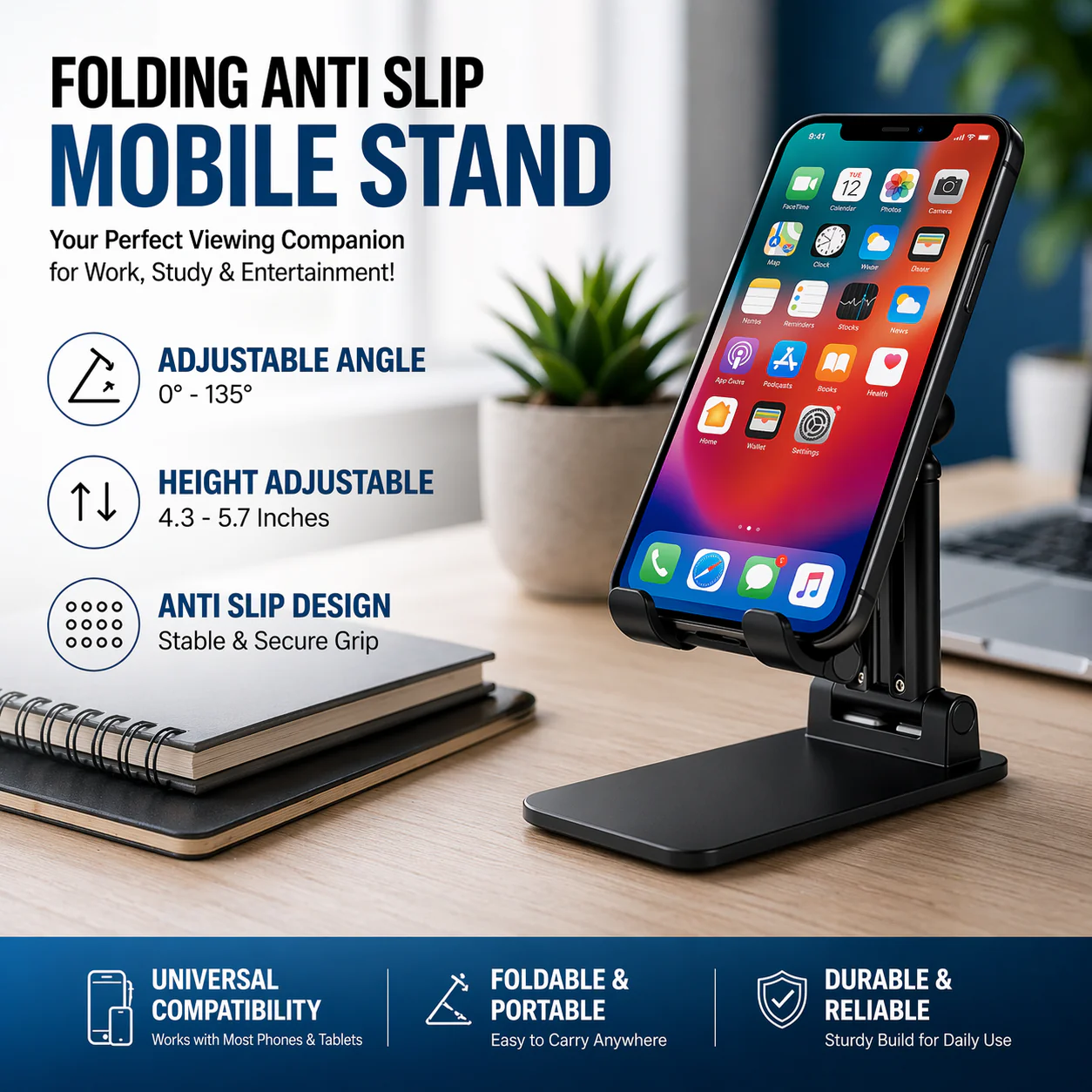 Folding Anti-Slip Mobile Stand - Image 2