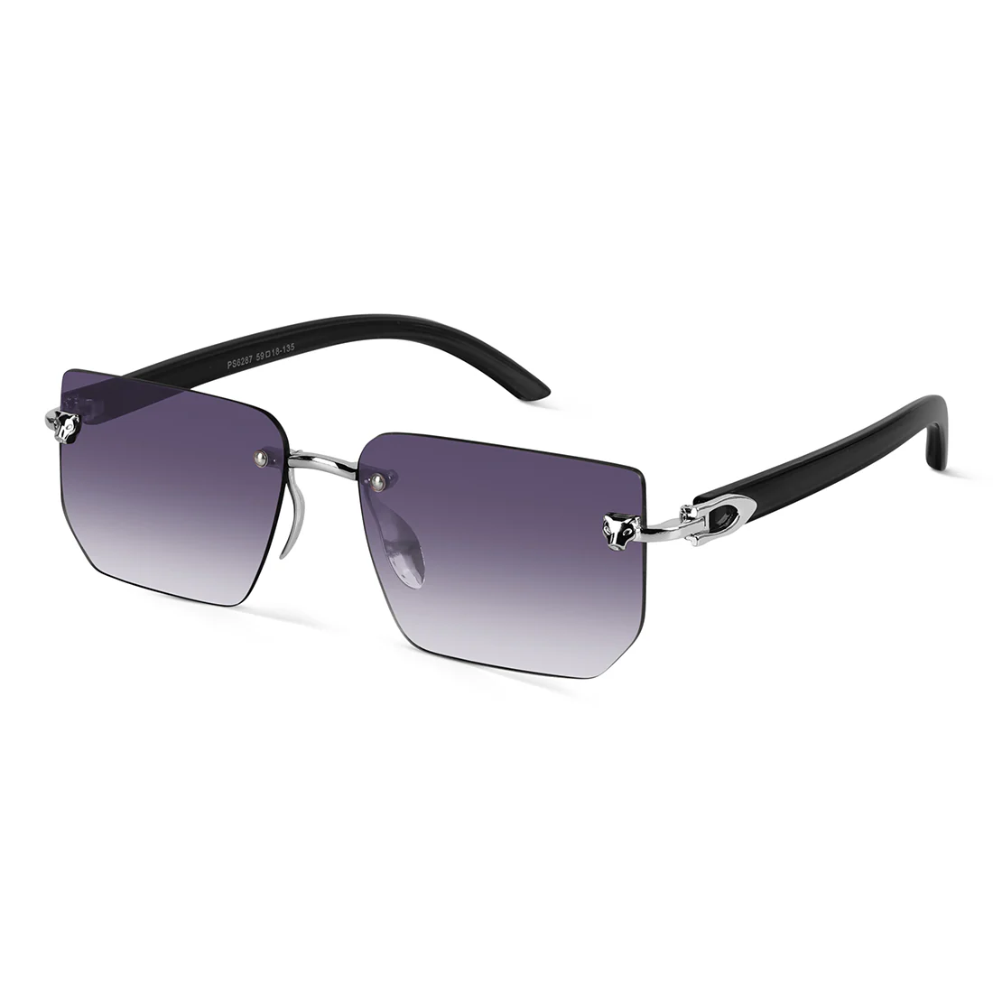 Fred Blue Rimless Rectangle Sunglasses - Image 10