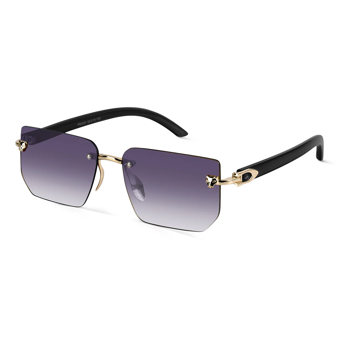 Fred Blue Rimless Rectangle Sunglasses - Image 11