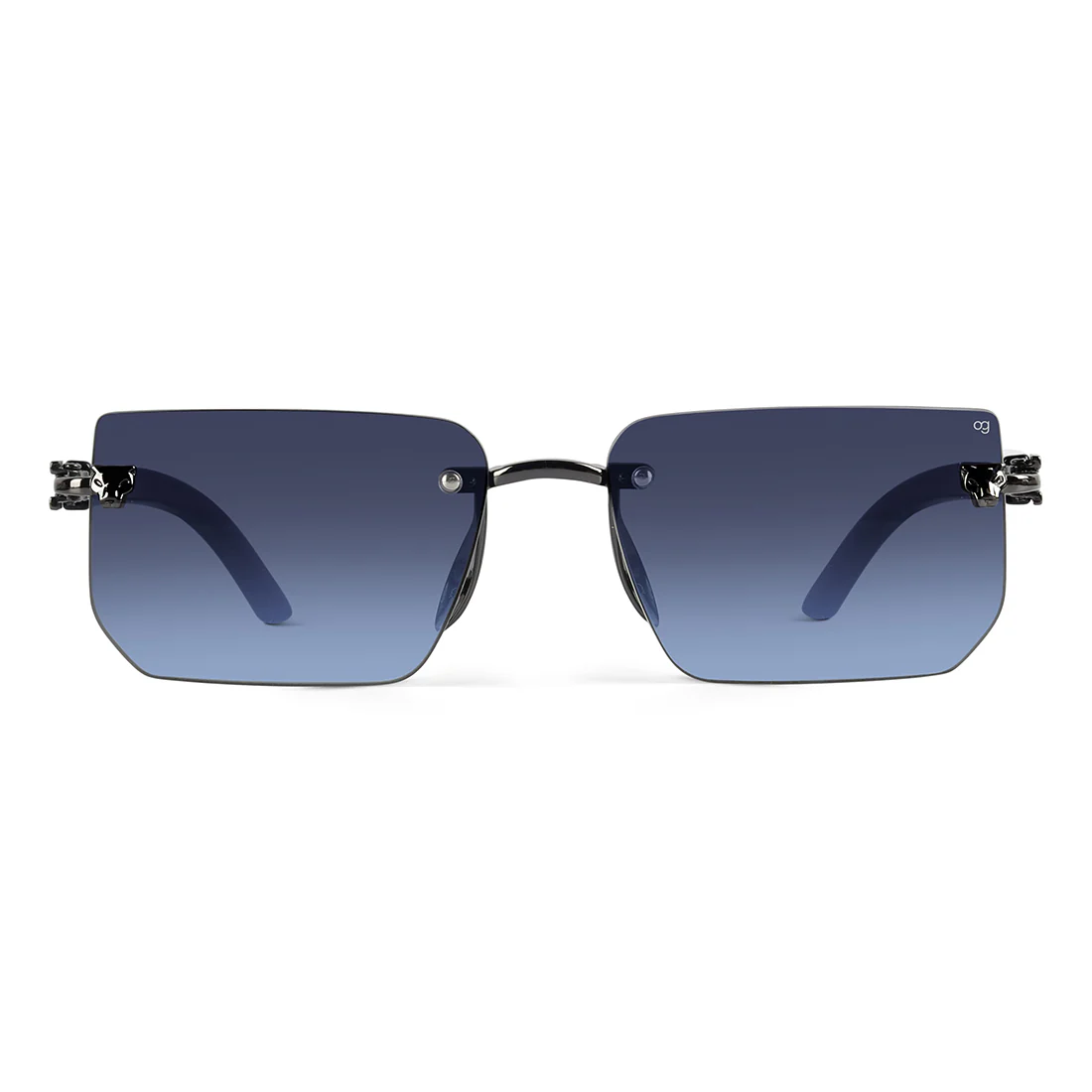 Fred Blue Rimless Rectangle Sunglasses - Image 4